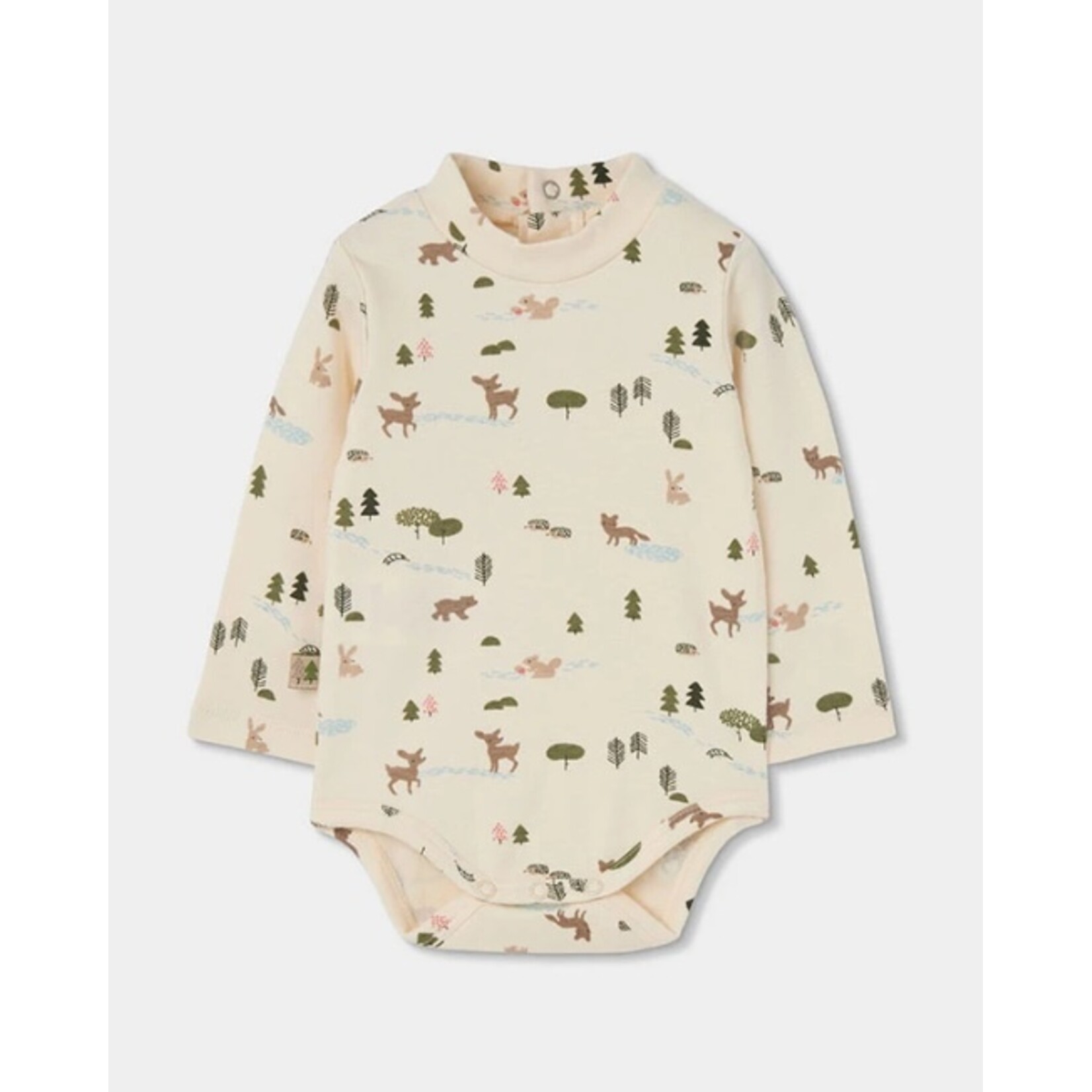 Boboli BOBOLI - Ensemble 2 pièces -Cache-couche écru manches longues avec imprimé forêt et salopette en corduroy souple avec appliqué renard