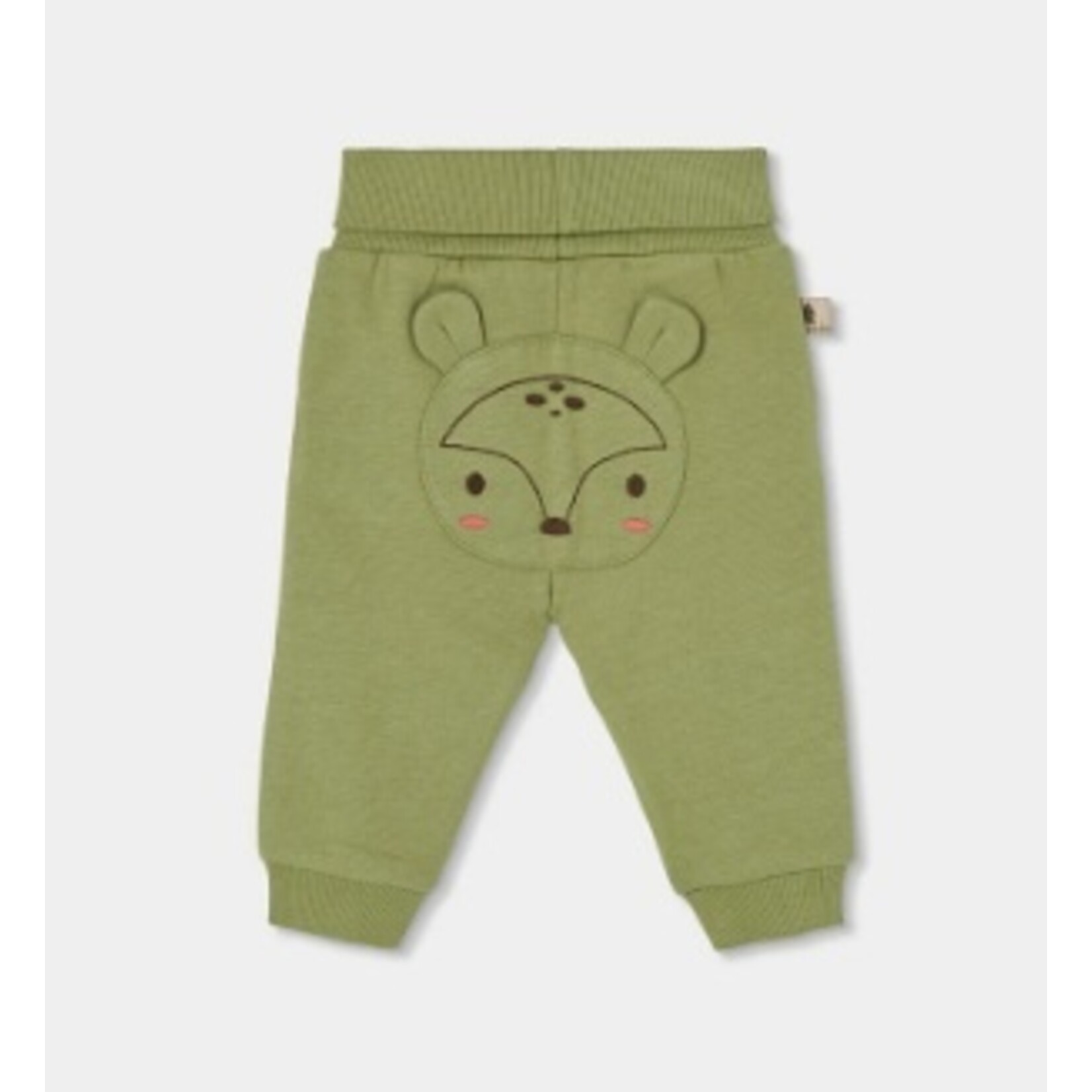 Boboli BOBOLI - Ensemble 2 pièces - Chandail écru manches longues avec imprimé forêt et pantalon souple vert sauge avec visage renard à l'arrière