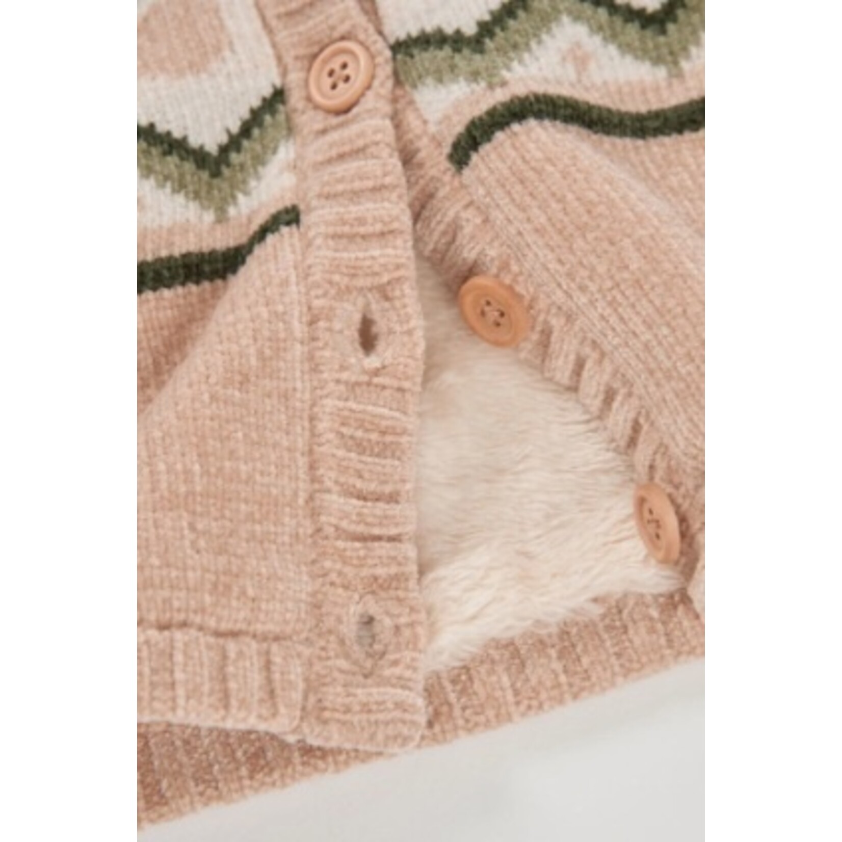 Boboli  BOBOLI - Sherpa-lined knit jacket with buttons and detachable hood