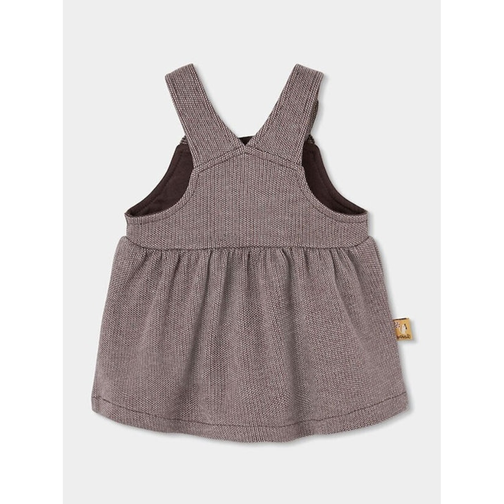 Boboli BOBOLI - Ensemble 2 pièces - Cache-couche beige à col claudine et robe à bretelles beige et brune à broderie d'écureuil et fleur