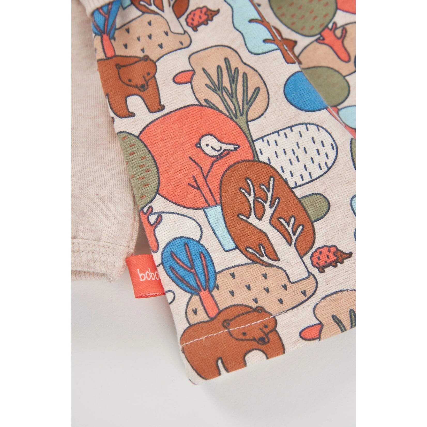 Boboli BOBOLI - Robe beige à manches longues à haut avec imprimé d'animaux 'good things' et volant à imprimé d'animaux de la forêt