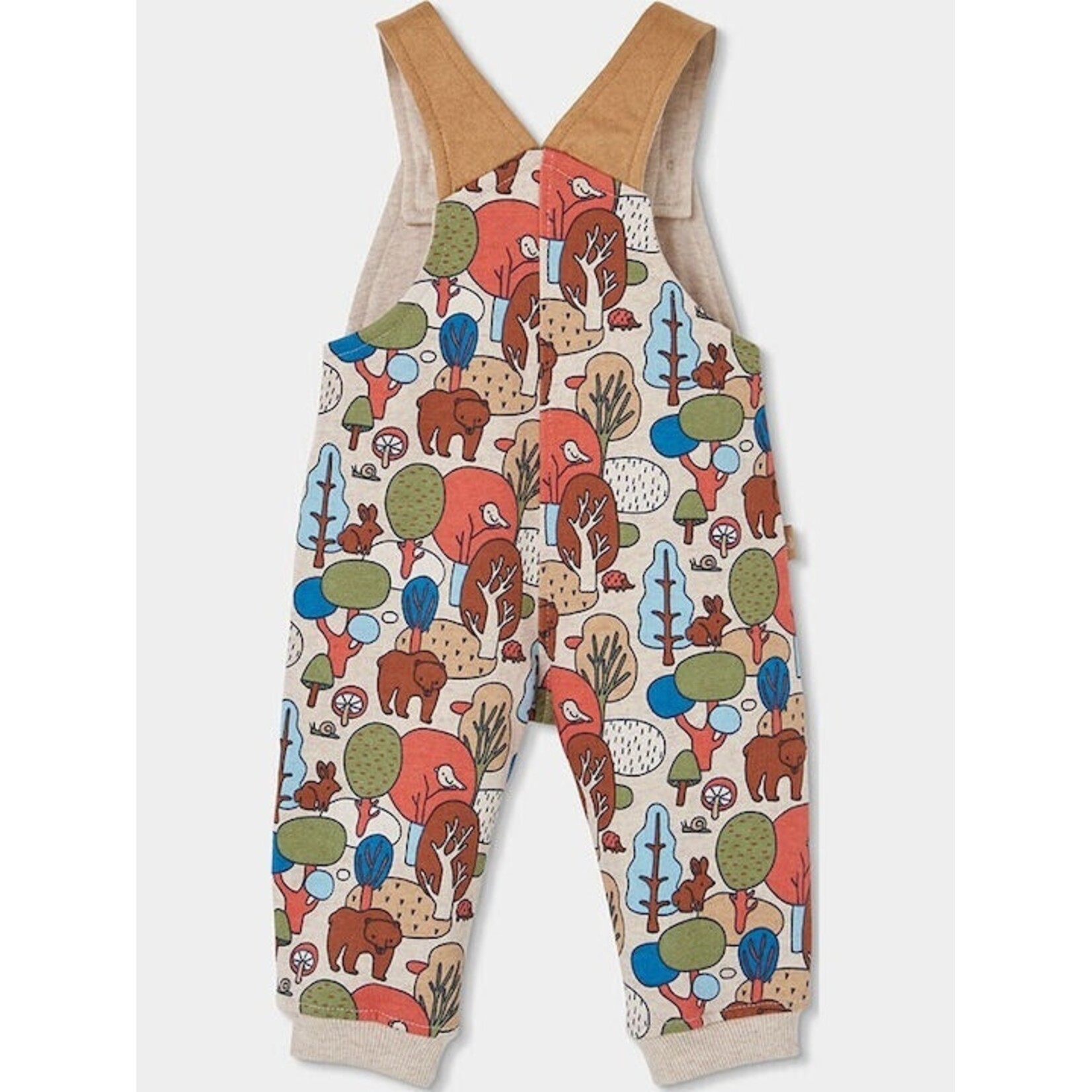 Boboli BOBOLI - 2-Piece Set – Long-Sleeve White Bodysuit and Forest Animal Print Overalls