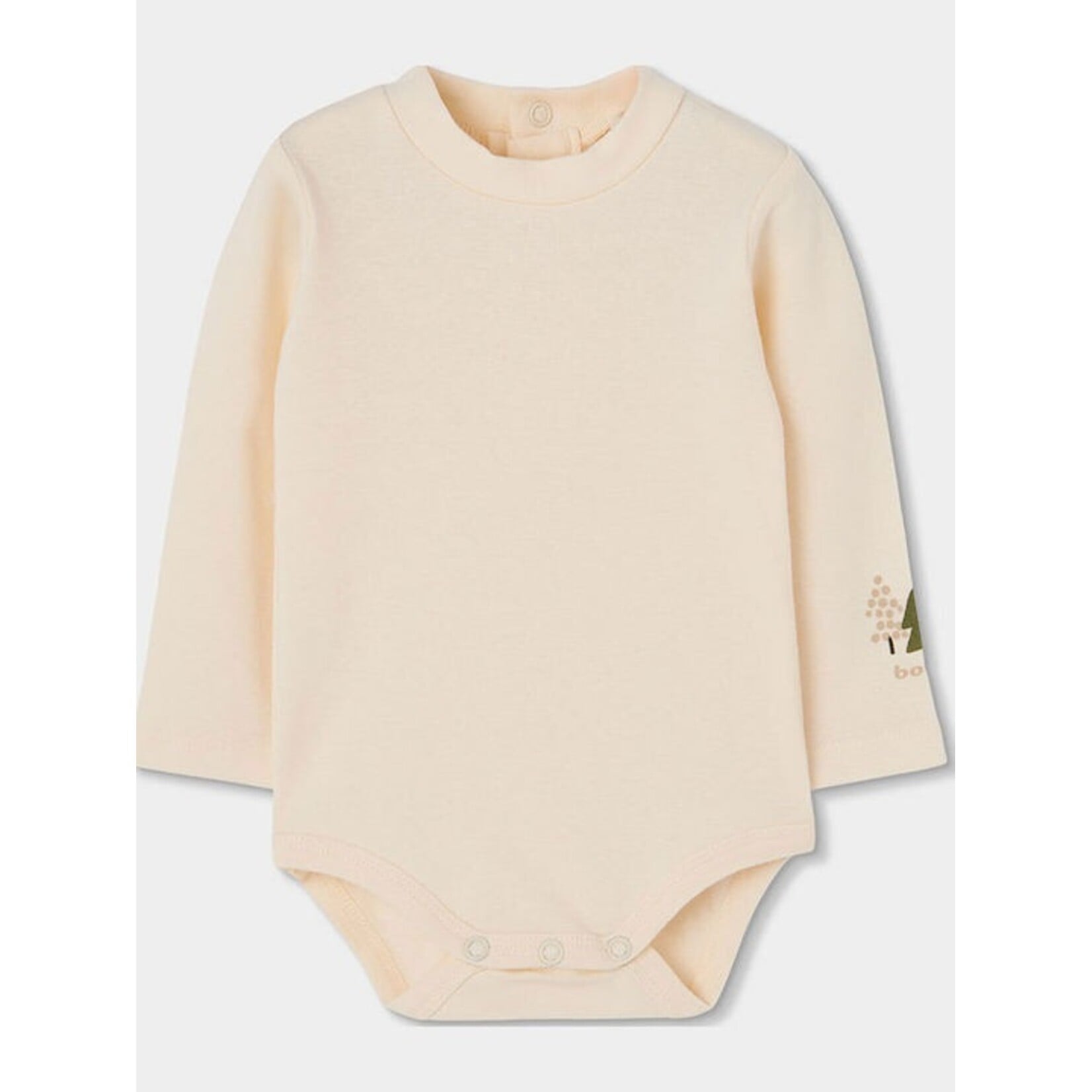 Boboli BOBOLI - 2-Piece Set – Beige Long-Sleeve Bodysuit and Forest Bear Print Overalls