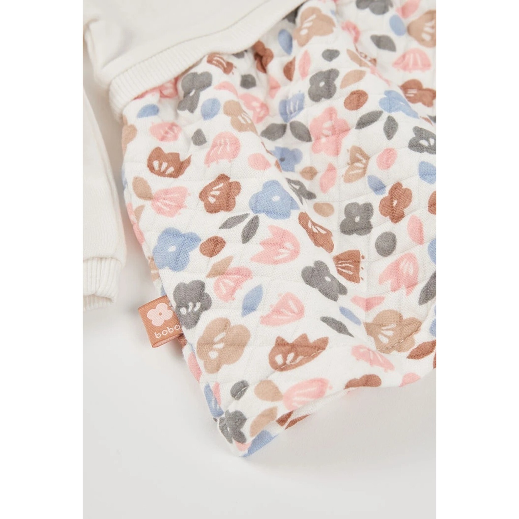 Boboli BOBOLI - Robe blanche à manches longues à haut avec broderie de hiboux et volant à fleurs colorées