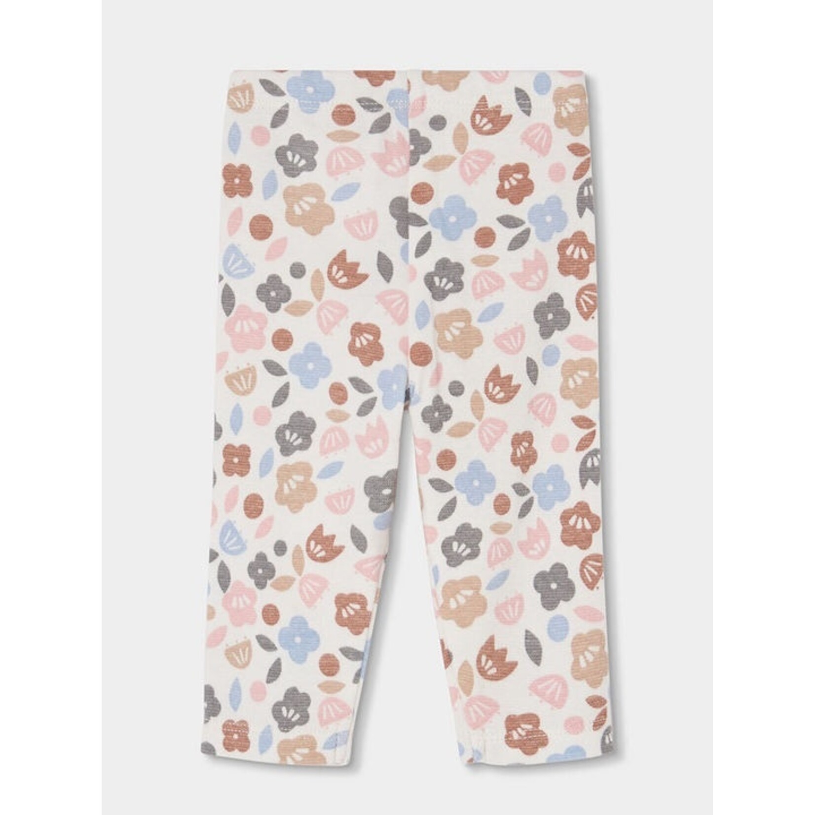 Boboli BOBOLI - 2-piece set – Pink long-sleeved sweater with a ruffle and white pants with a colorful floral print