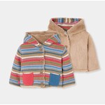 Boboli BOBOLI - Veste réversible doublée de fourrure en tricot avec boutons et rayures colorées