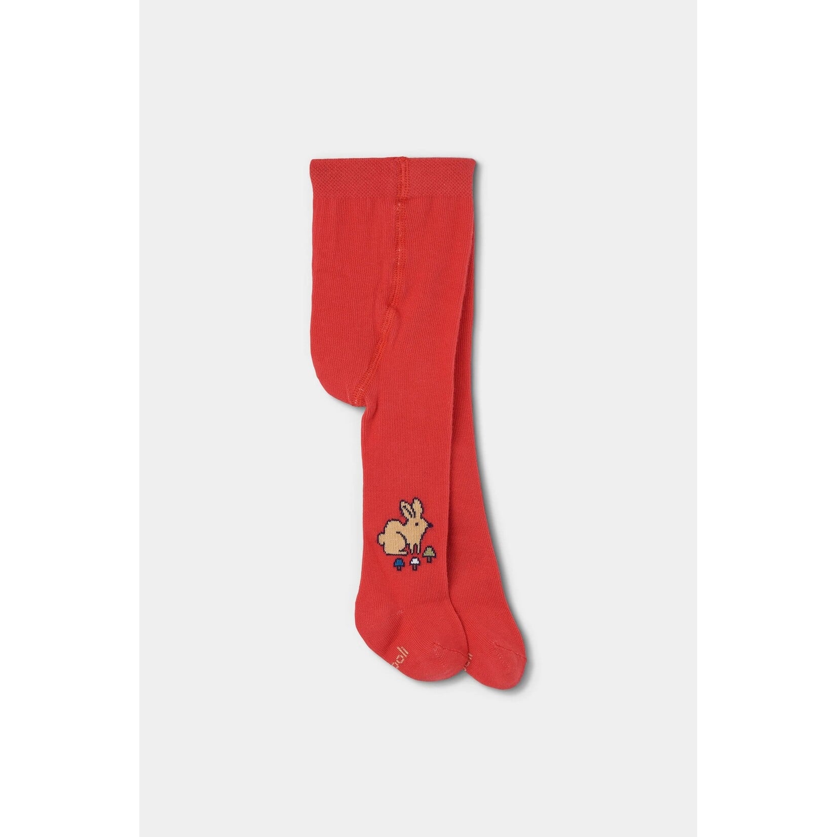 Boboli BOBOLI - Collants pour bébé en tricot rouge rosé avec motif de lapins et champignons à la cheville