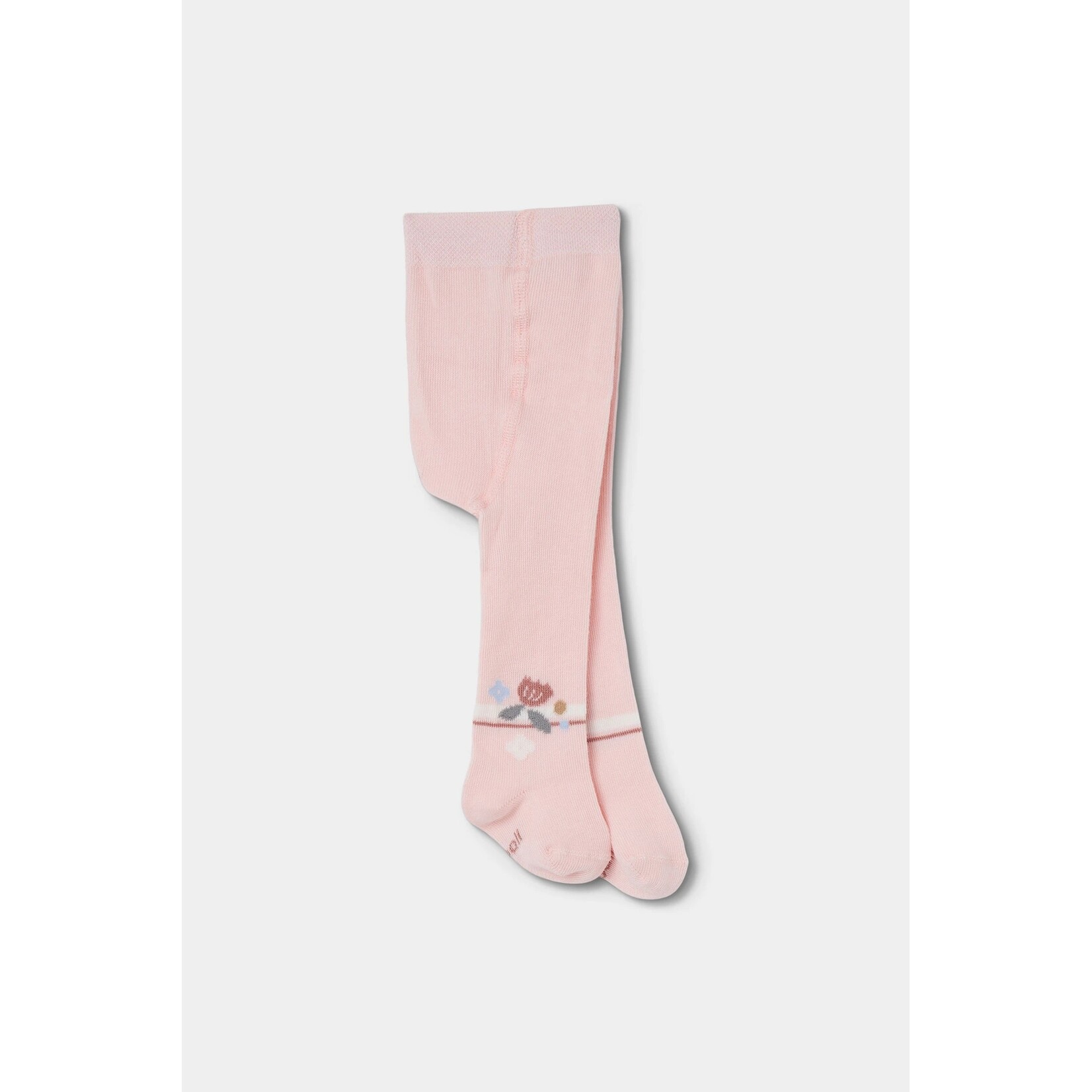 Boboli BOBOLI - Collants pour bébé en tricot rose avec motif de fleurs à la cheville