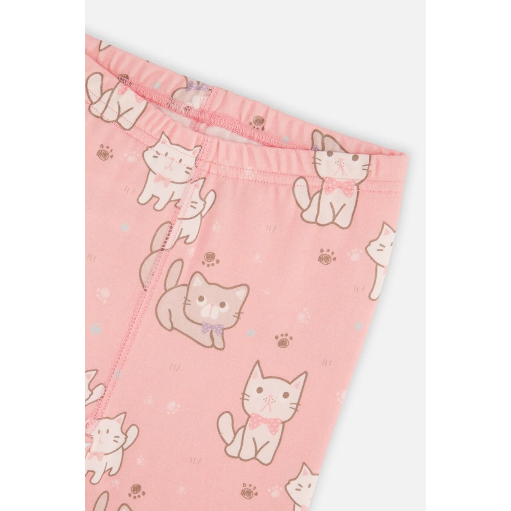 Deux par Deux  DEUX PAR DEUX - Pink organic cotton two-piece pajama set with cat print