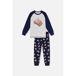 Deux par Deux DEUX PAR DEUX - Ensemble pyjama deux-pièces en coton biologique bleu et gris imprimé sushis