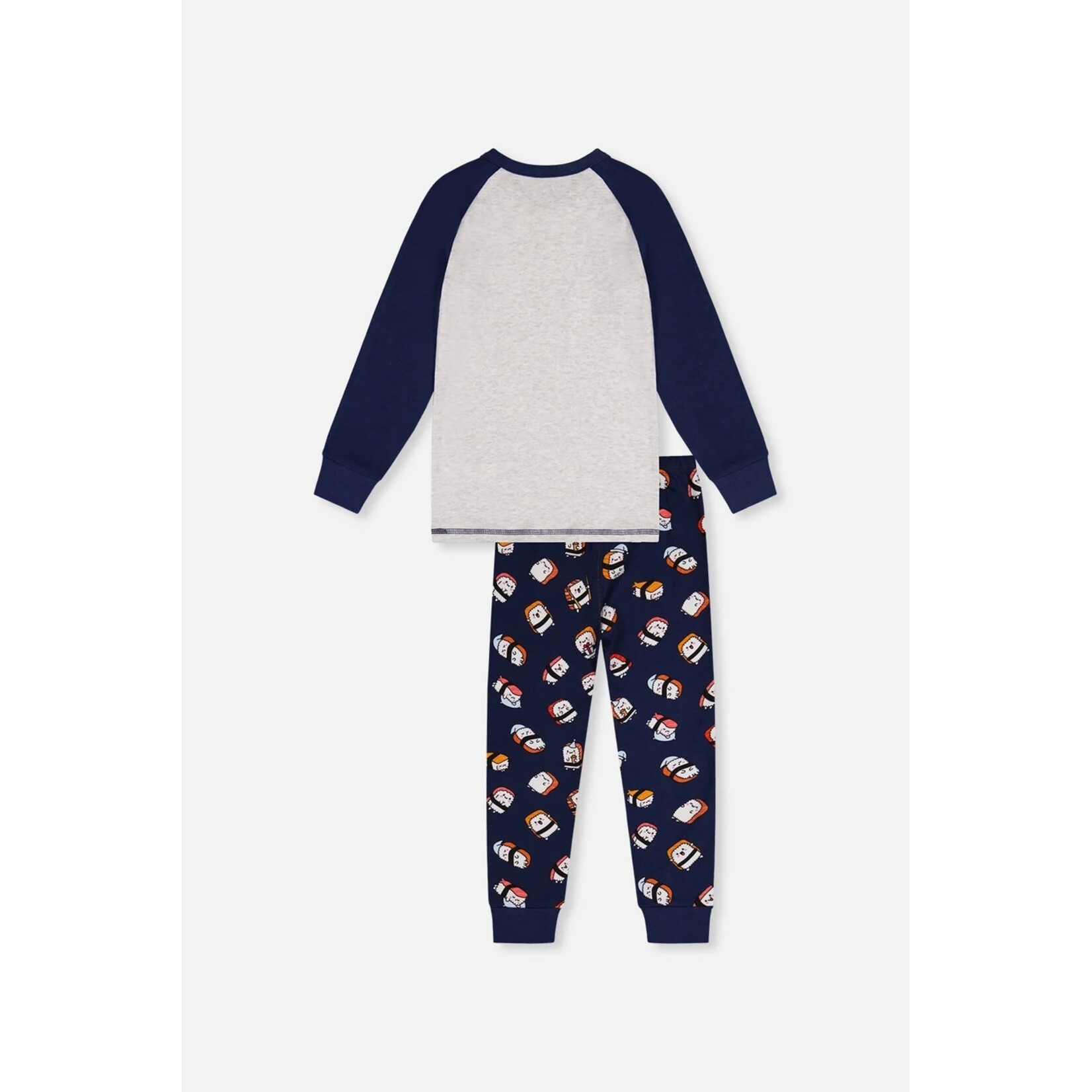 Deux par Deux DEUX PAR DEUX - Ensemble pyjama deux-pièces en coton biologique bleu et gris imprimé sushis