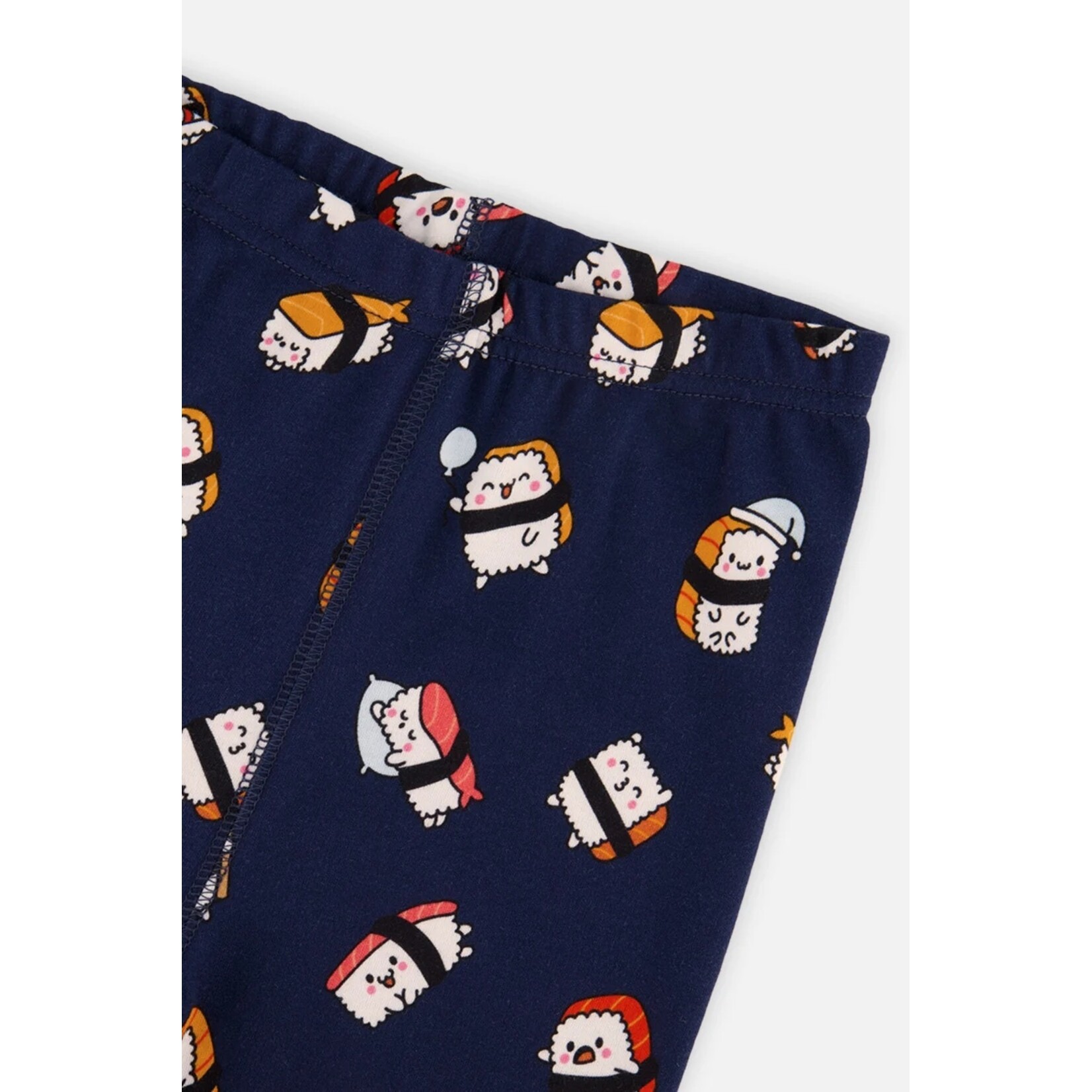 Deux par Deux  DEUX PAR DEUX - Blue and grey organic cotton two-piece pajama set with sushi print