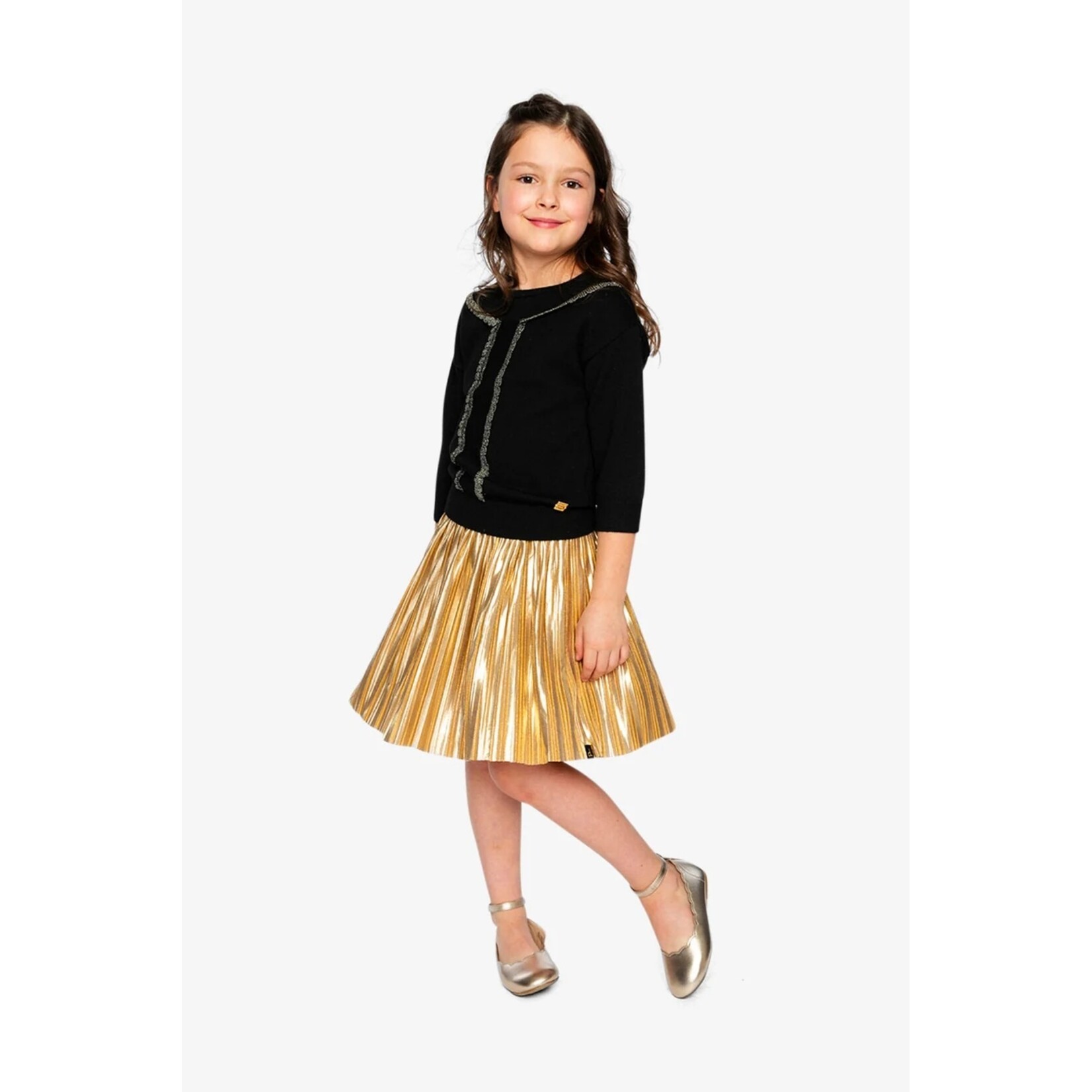 Deux par Deux DEUX PAR DEUX -  Gold accordion-pleated skirt 'Occasions Chic'