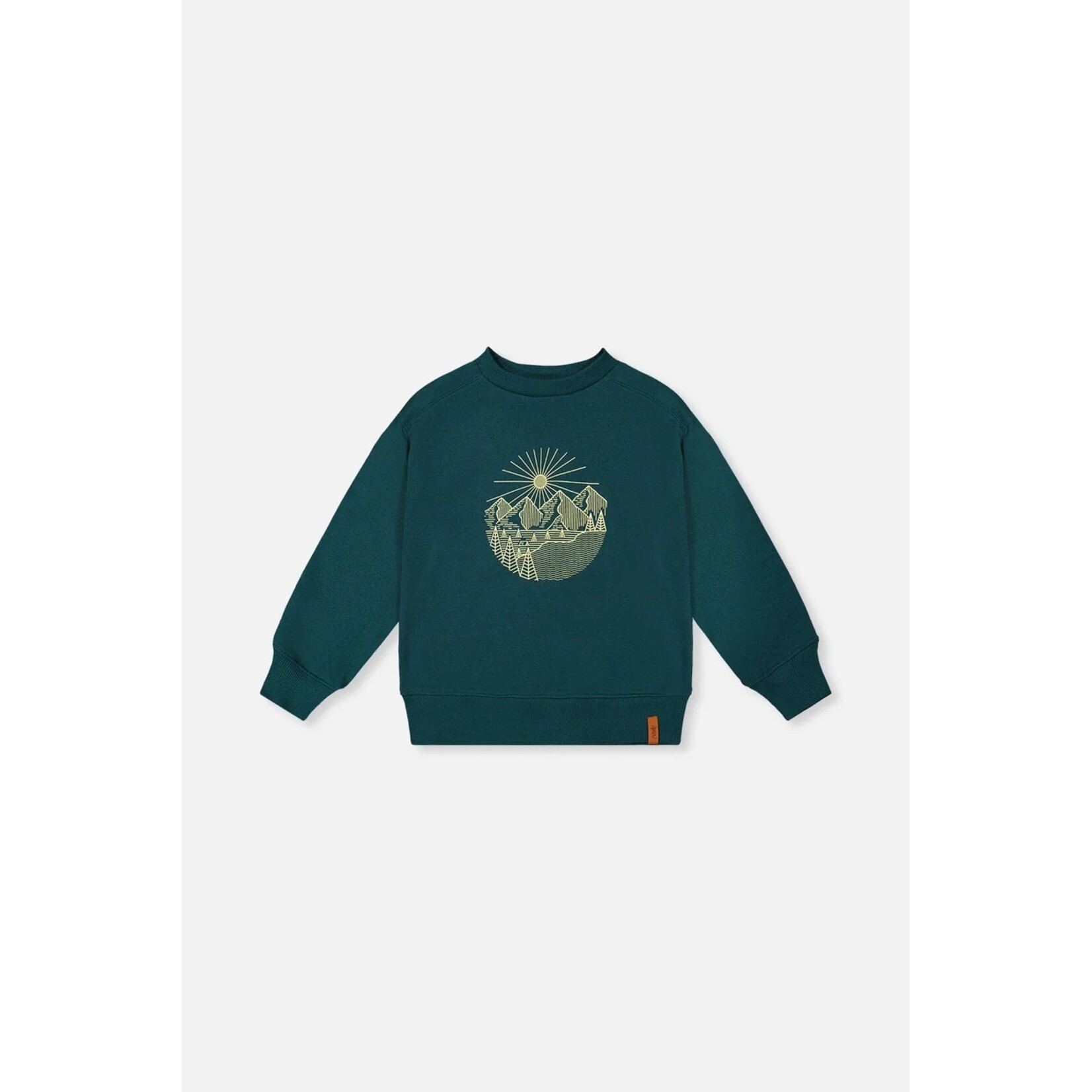 Deux par Deux  DEUX PAR DEUX - Dark green fleece sweatshirt with a nature-inspired graphic print