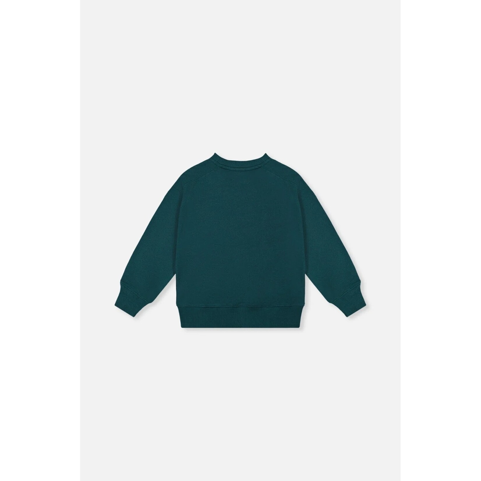 Deux par Deux  DEUX PAR DEUX - Dark green fleece sweatshirt with a nature-inspired graphic print