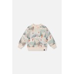 Deux par Deux DEUX PAR DEUX - Beige fleece sweatshirt with ski graphic print 'Copains nordiques'