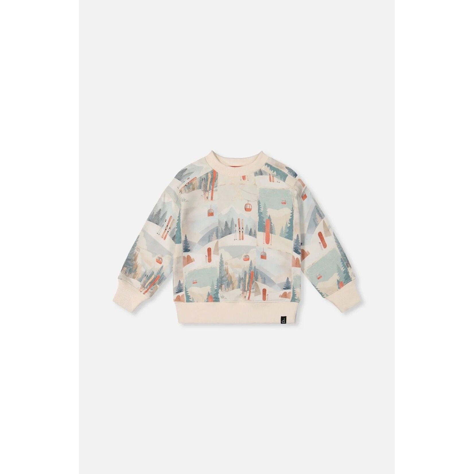 Deux par Deux DEUX PAR DEUX - Beige fleece sweatshirt with ski graphic print 'Copains nordiques'