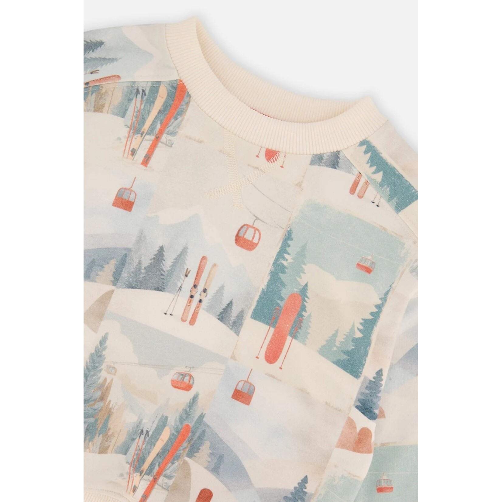 Deux par Deux DEUX PAR DEUX - Chandail en molleton beige avec impression graphique ski 'Copains nordiques'