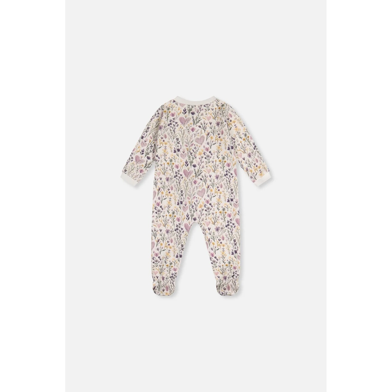 Deux par Deux  DEUX PAR DEUX - Beige organic cotton one-piece pajamas with floral print