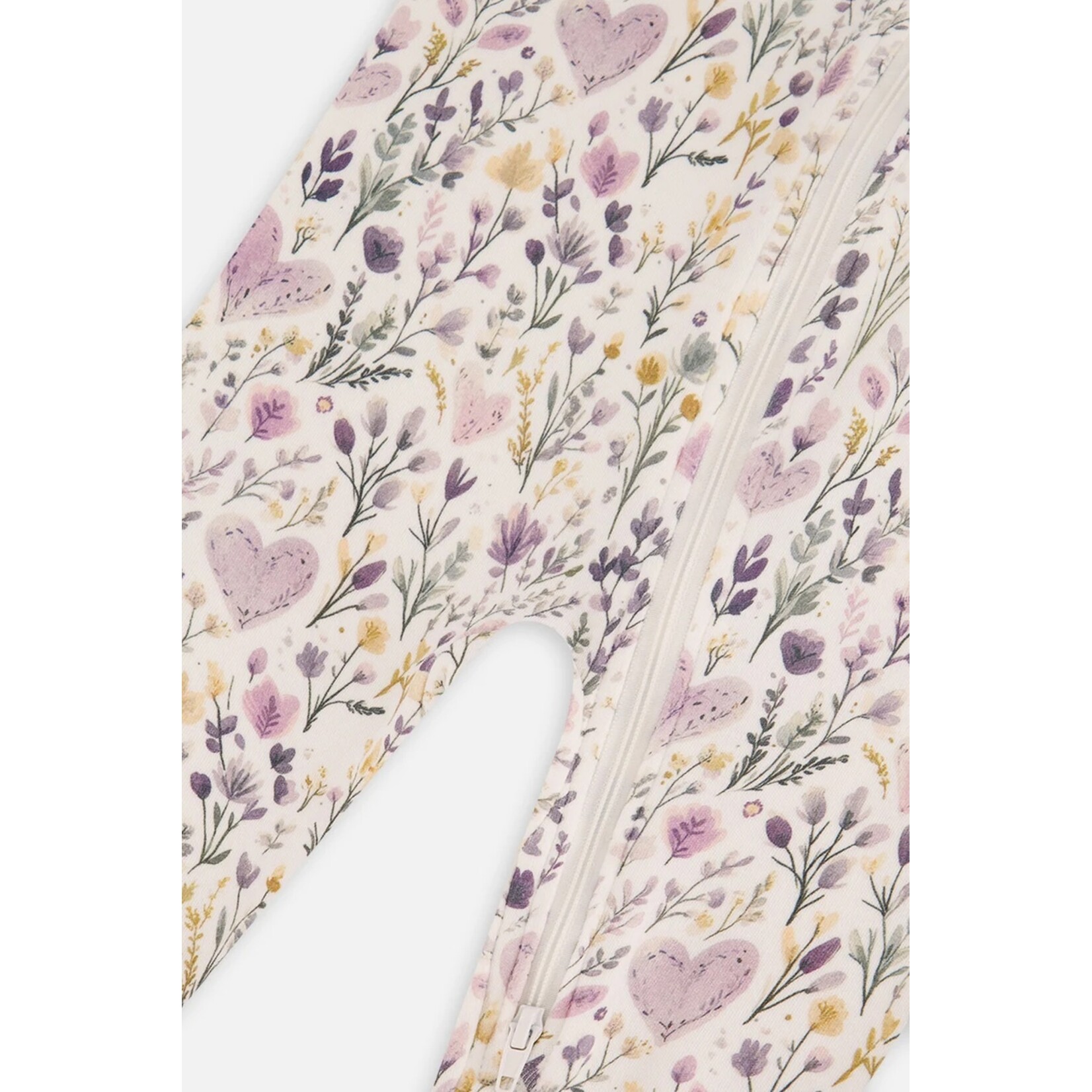 Deux par Deux  DEUX PAR DEUX - Beige organic cotton one-piece pajamas with floral print