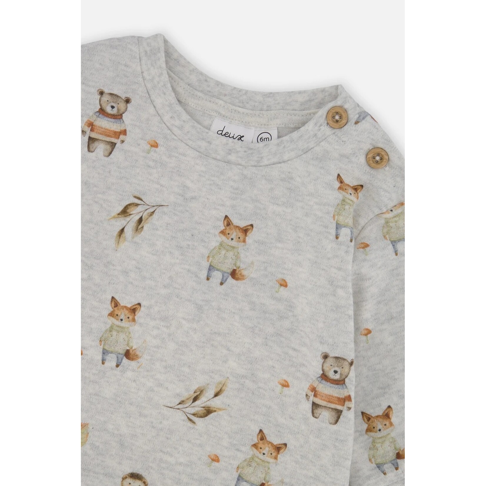 Deux par Deux DEUX PAR DEUX -  Ensemble deux-pièces pantalon et chandail gris imprimé animaux d'automne