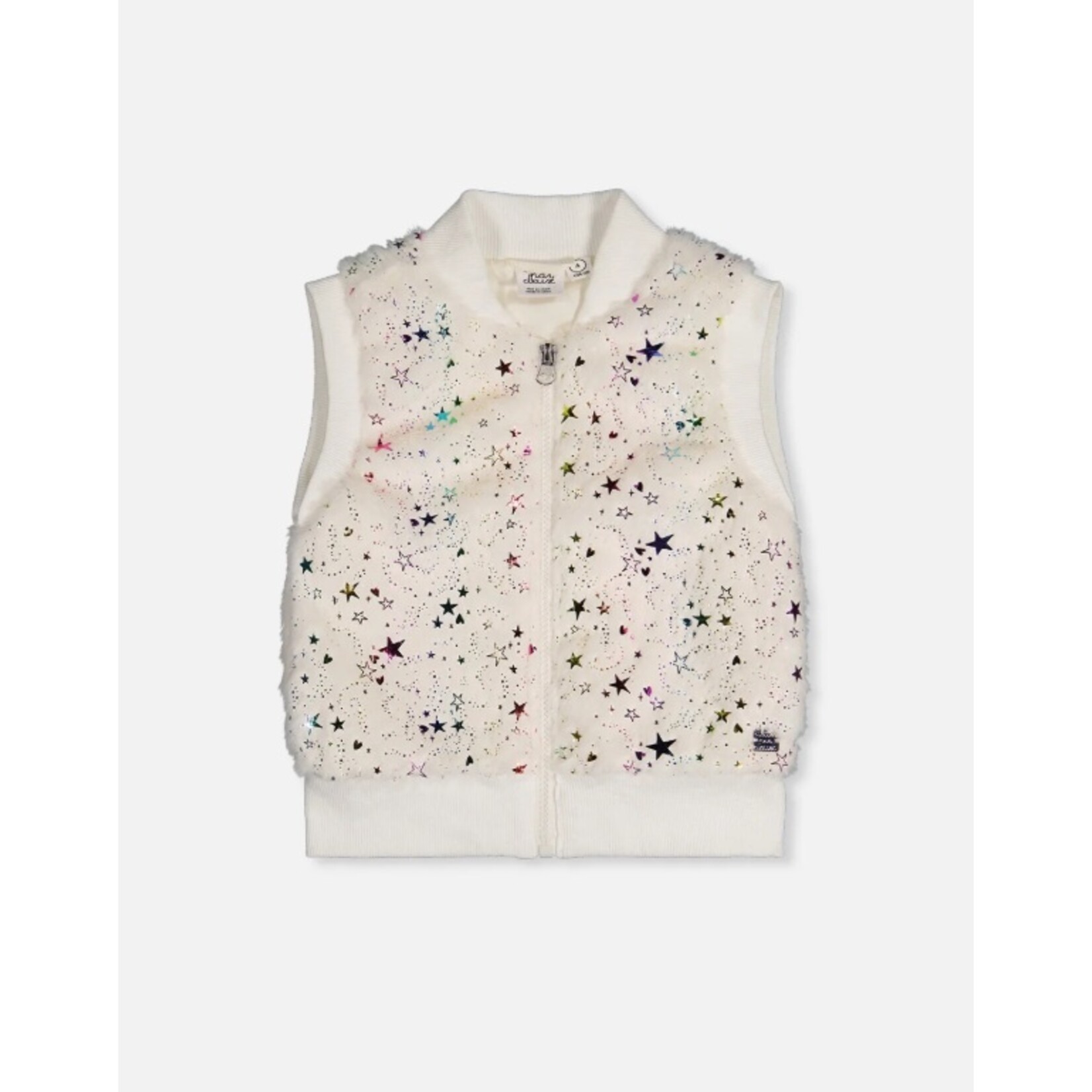 Deux par Deux DEUX PAR DEUX - Faux Fur Sleeveless Vest Multicolored Star