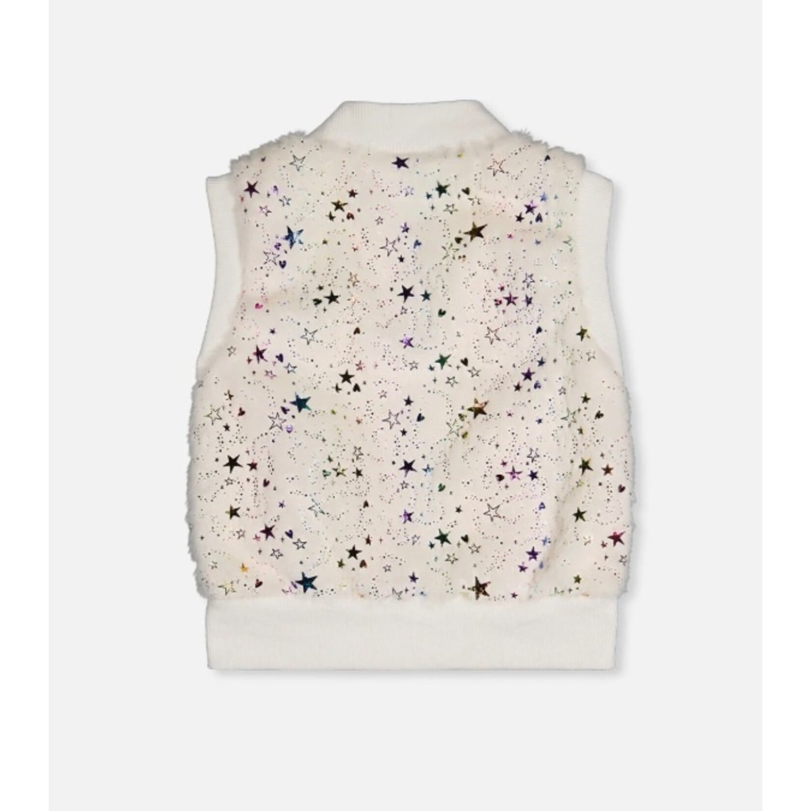 Deux par Deux DEUX PAR DEUX - Veste sans manches zippée en fausse fourrure avec étoiles multicolores
