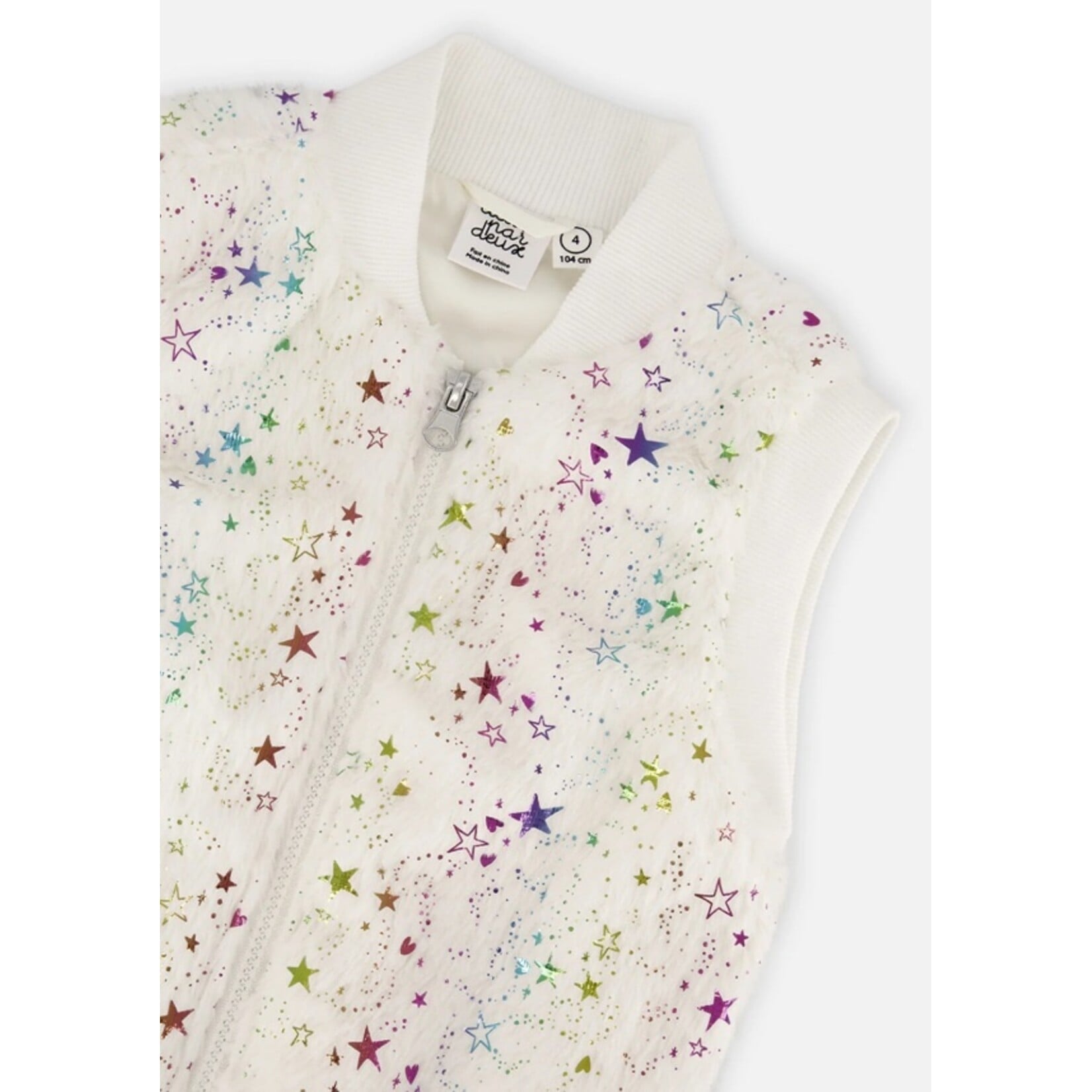 Deux par Deux DEUX PAR DEUX - Veste sans manches zippée en fausse fourrure avec étoiles multicolores