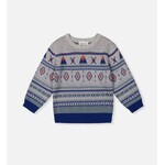 Deux par Deux DEUX PAR DEUX - Pull en tricot jacquard bleu et beige