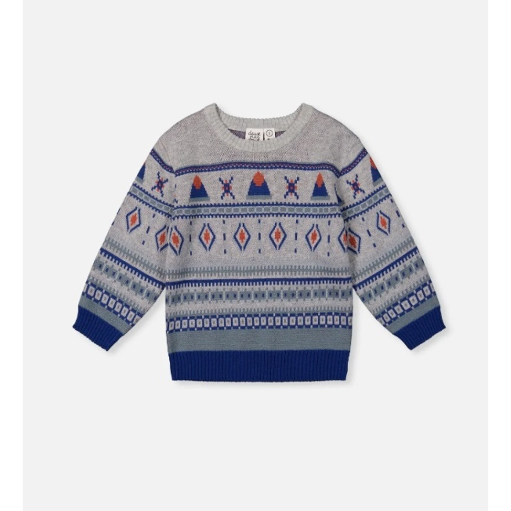 Deux par Deux DEUX PAR DEUX - Jacquard Knit Sweater Blue And Beige