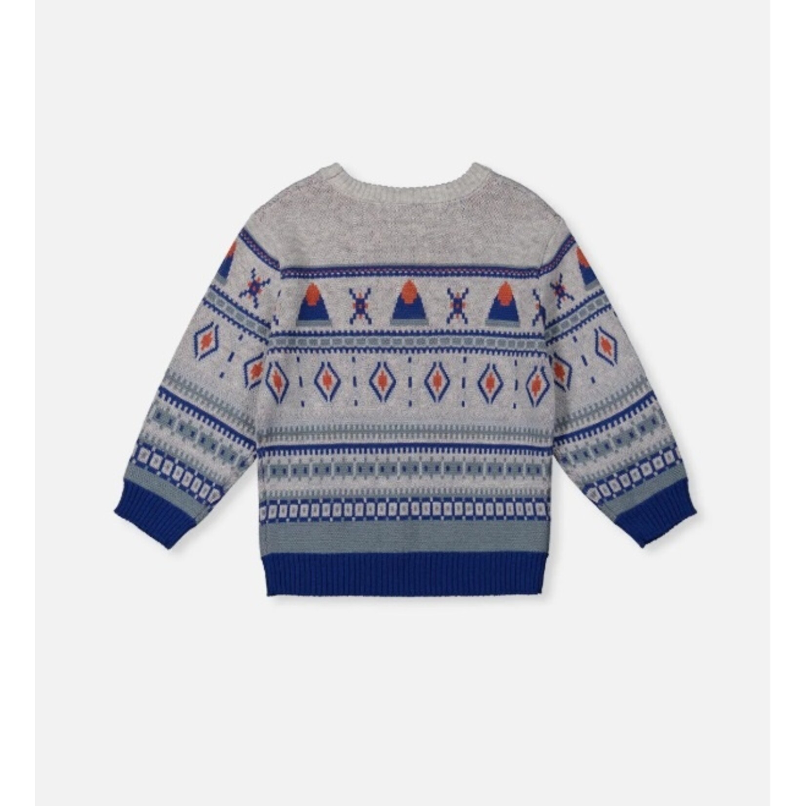 Deux par Deux DEUX PAR DEUX - Jacquard Knit Sweater Blue And Beige