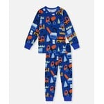 Deux par Deux DEUX PAR DEUX - Pyjama deux pièces en coton biologique bleu imprimé camions