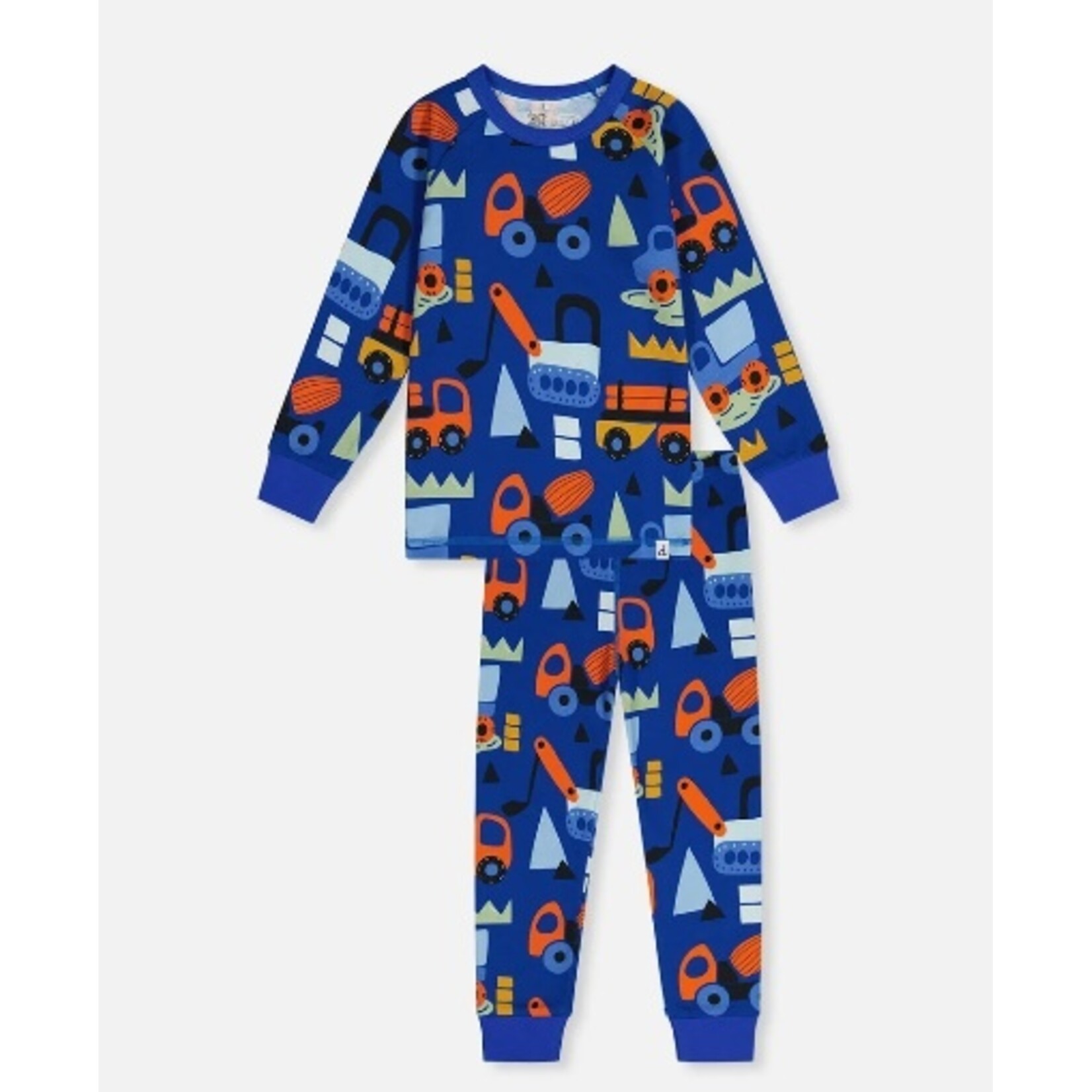 Deux par Deux DEUX PAR DEUX - Pyjama deux pièces en coton biologique bleu imprimé camions