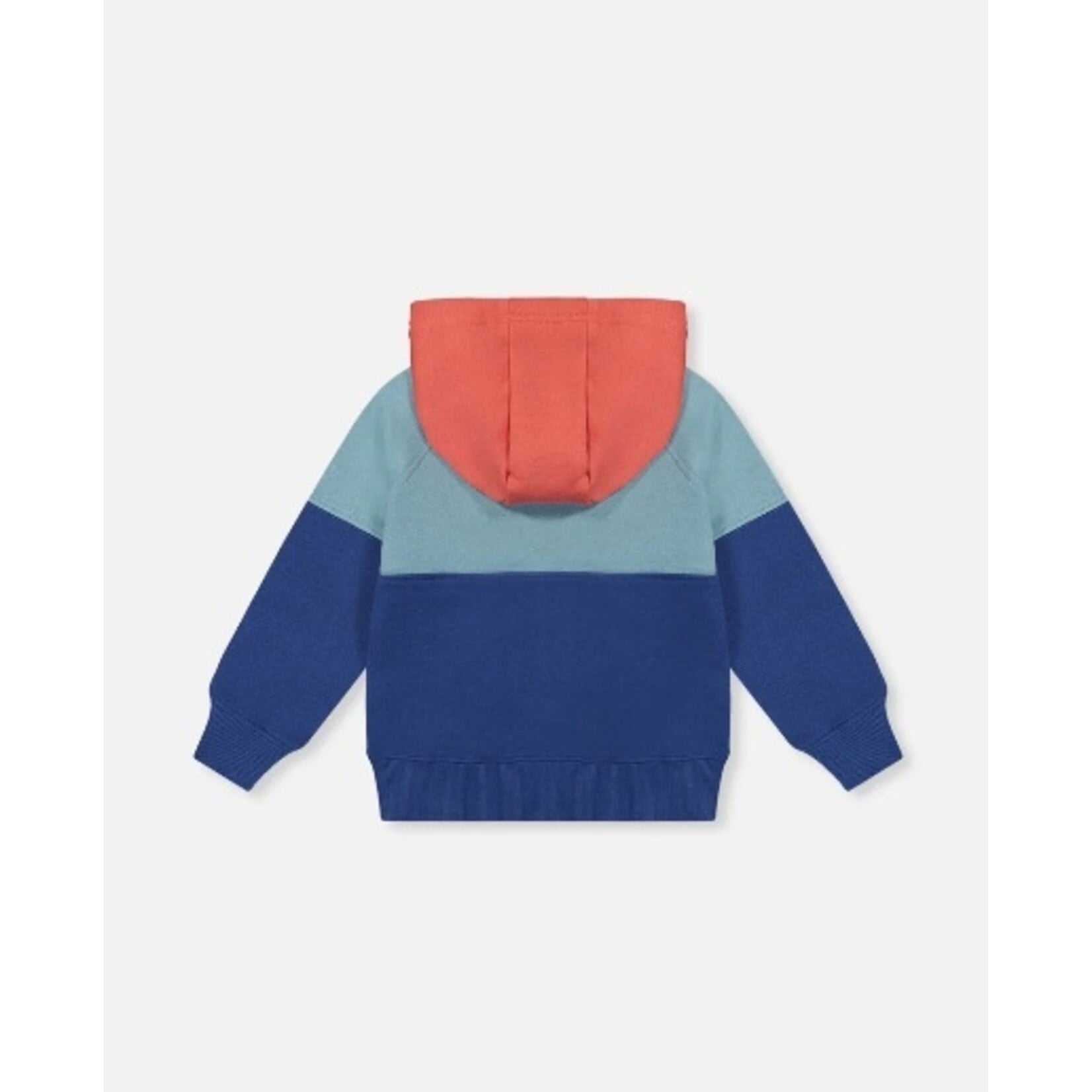 Deux par Deux DEUX PAR DEUX - Veste zippée en molleton avec capuchon bleu, turquoise et orange