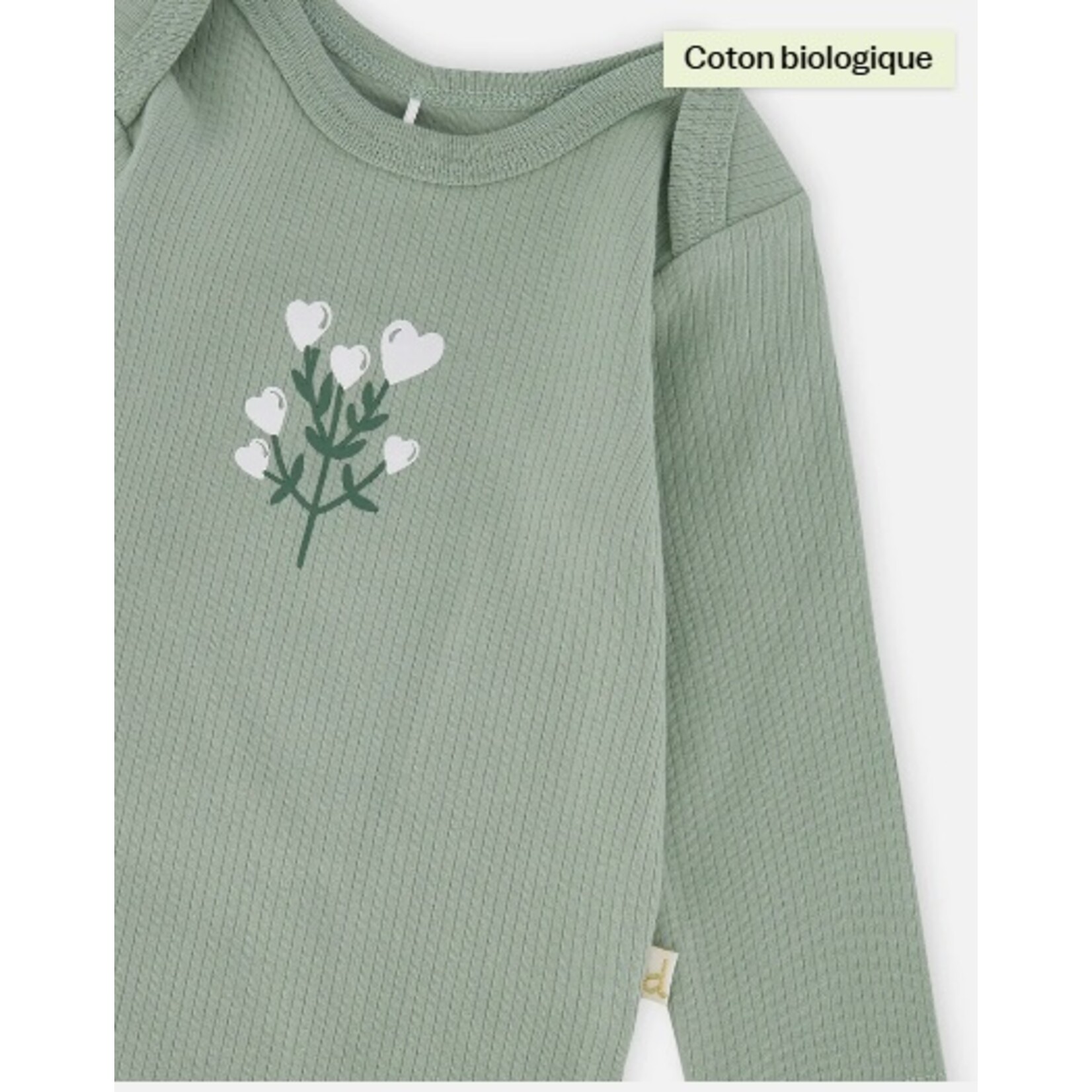 Deux par Deux DEUX PAR DEUX -Cache-couche évolutif vert grisé en coton biologique avec imprimé de fleurs
