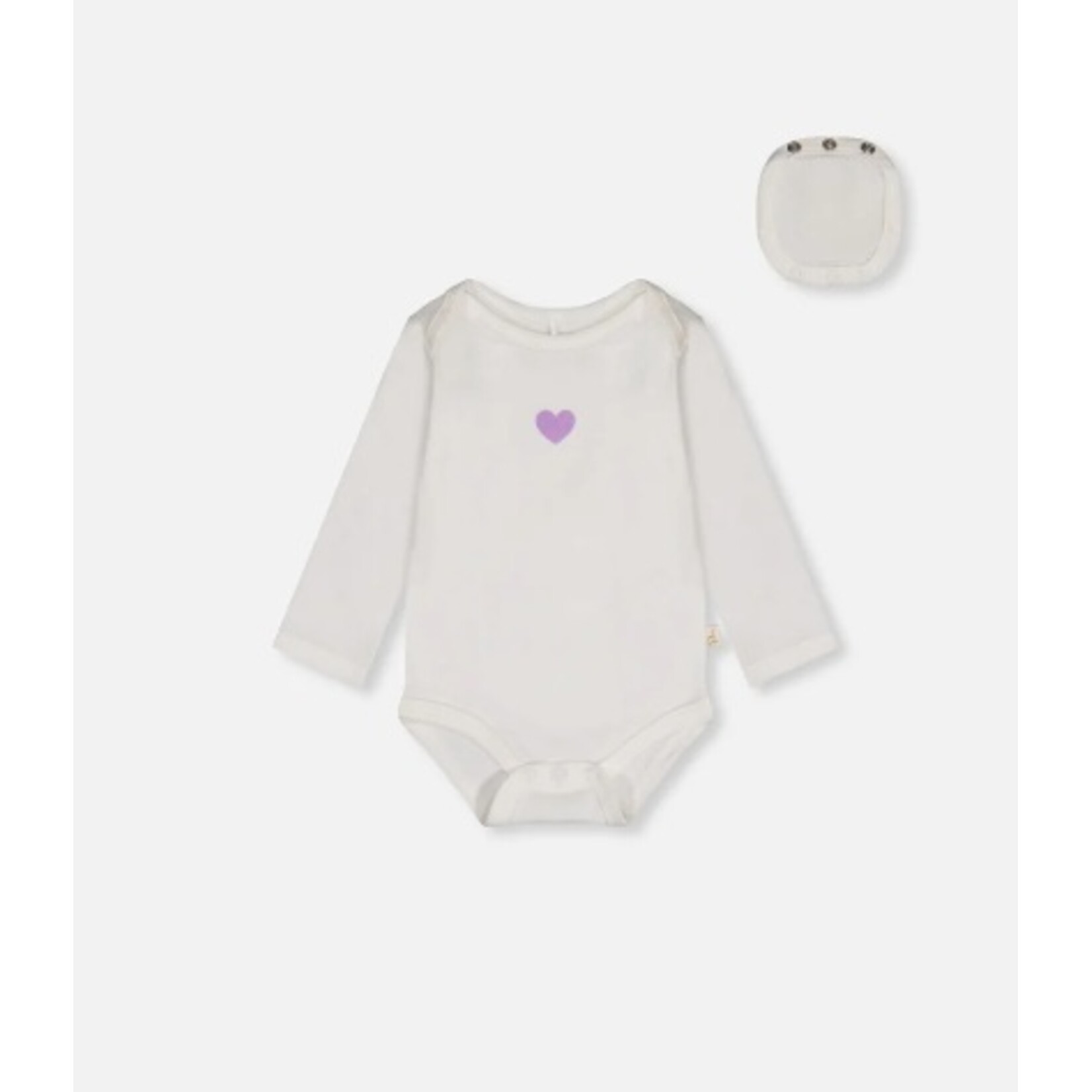 Deux par Deux DEUX PAR DEUX - Grow-with-me organic cotton bodysuit in white with heart print
