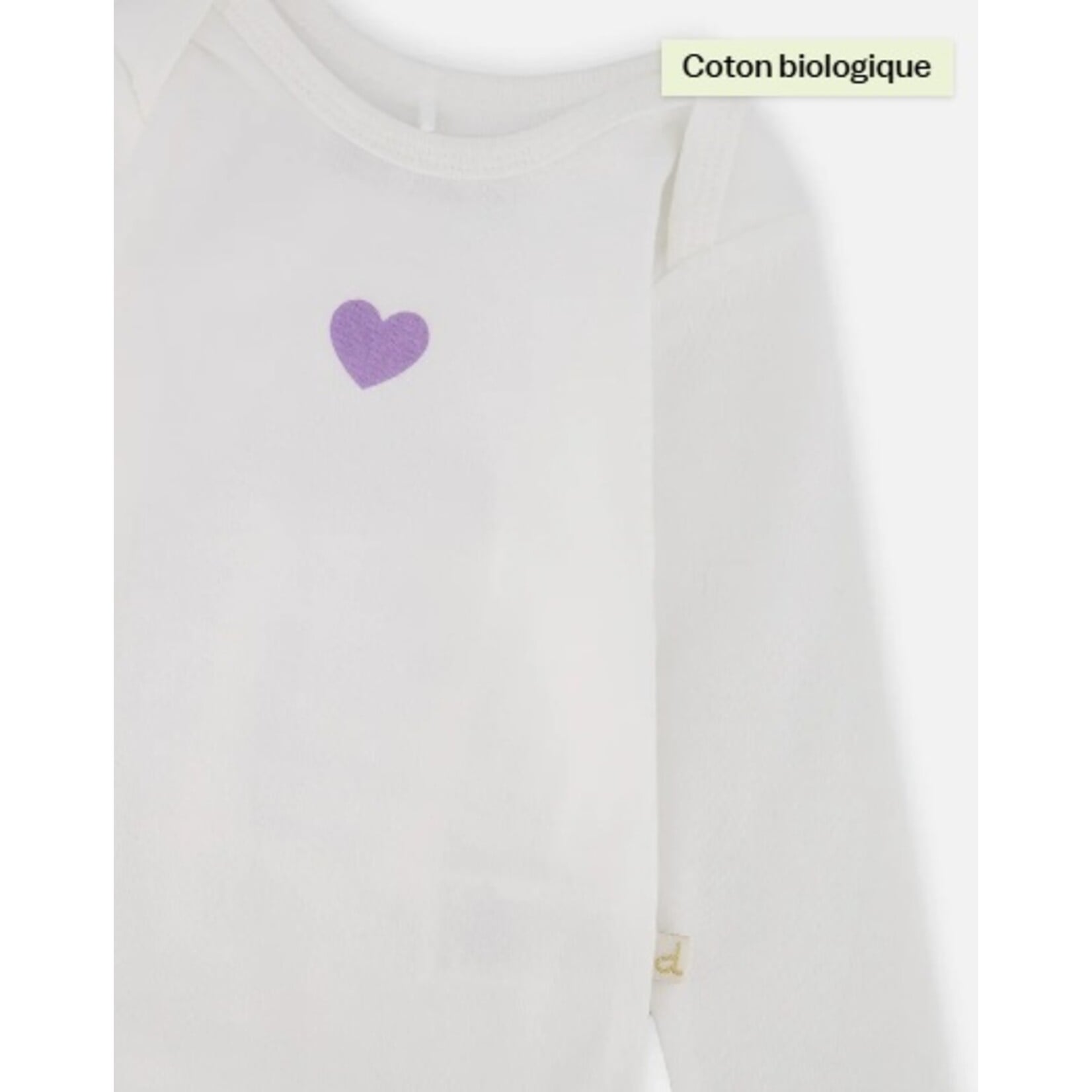 Deux par Deux DEUX PAR DEUX -Cache-couche évolutif  blanc cassé en coton biologique avec imprimé de coeur