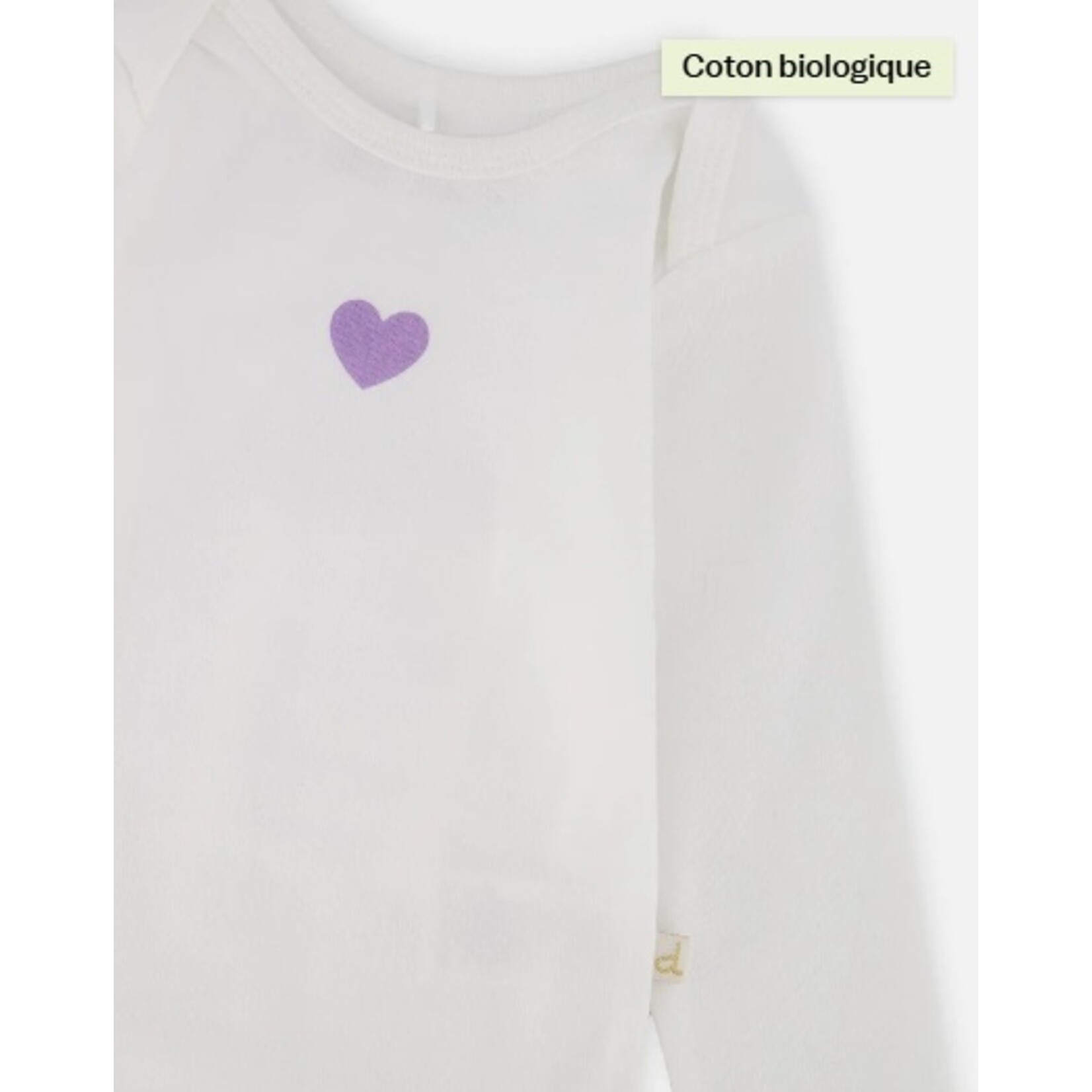 Deux par Deux DEUX PAR DEUX - Grow-with-me organic cotton bodysuit in white with heart print
