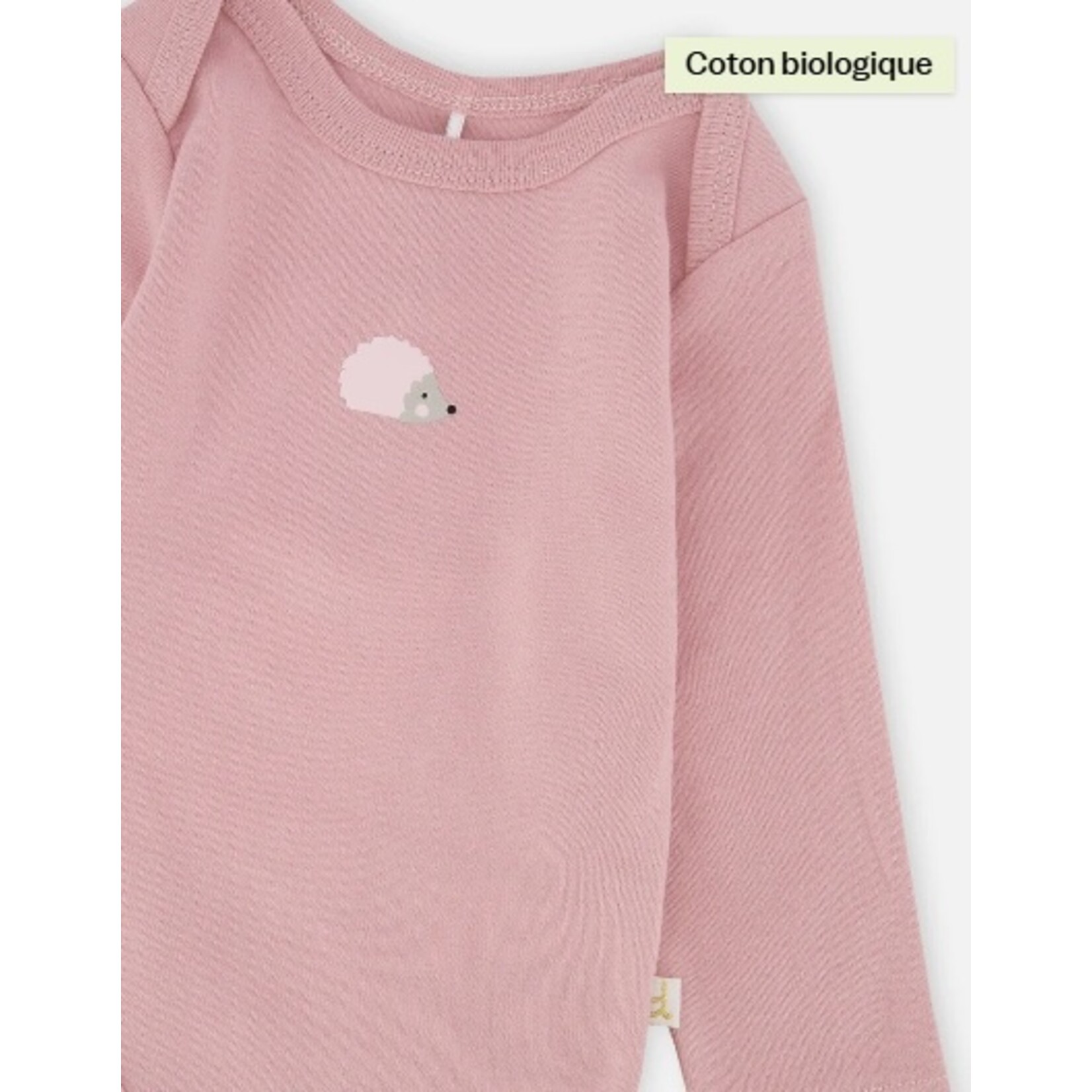 Deux par Deux DEUX PAR DEUX -Cache-couche évolutif vieux rose en coton biologique avec imprimé de hérisson