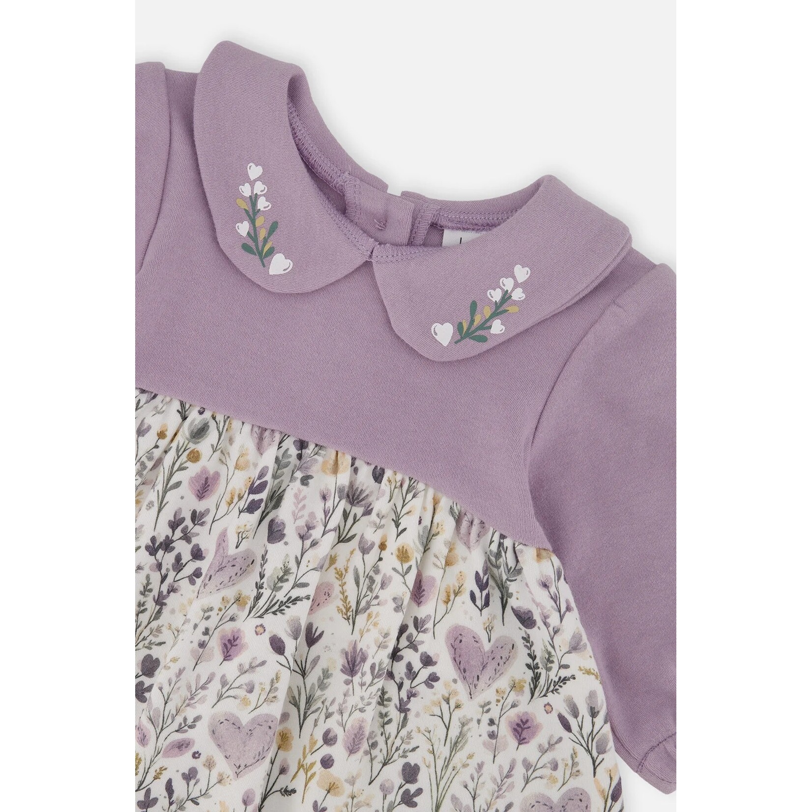 Deux par Deux DEUX PAR DEUX - Organic Cotton Dress And Legging Set Beige With Heart Print