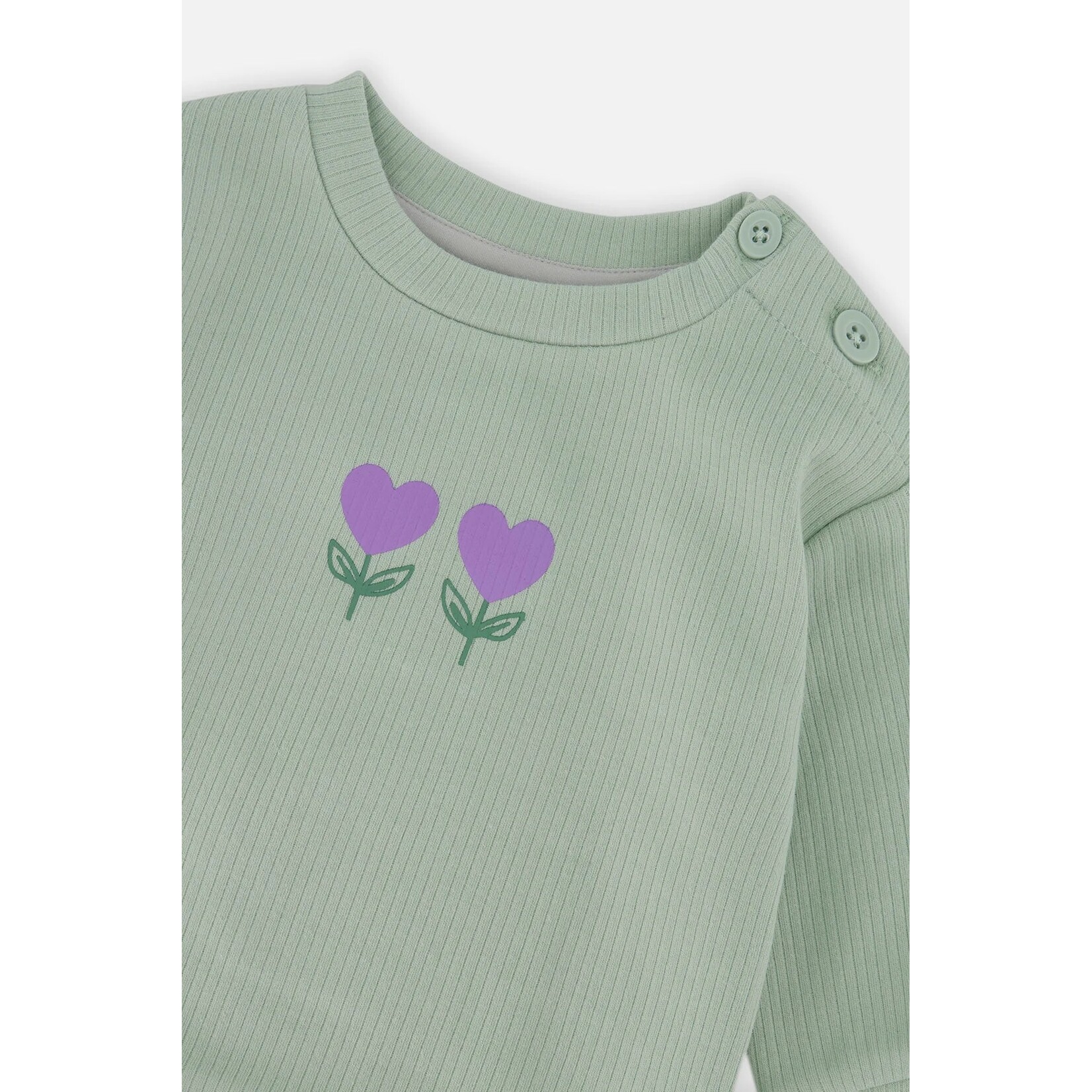 Deux par Deux DEUX PAR DEUX - Organic Cotton Pants And Top Set Green And Beige Heart Print