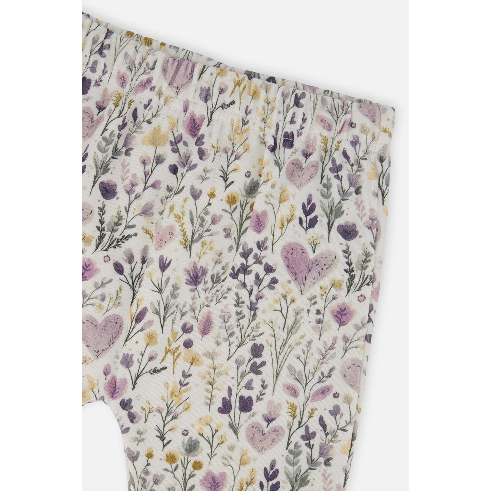 Deux par Deux DEUX PAR DEUX - Ensemble pantalon et chandail vert et beige imprimé cœurs en coton biologique