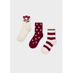 Mayoral MAYORAL - Pack of 3 pairs of socks 'Red, heathered beige, and brown – flowers'