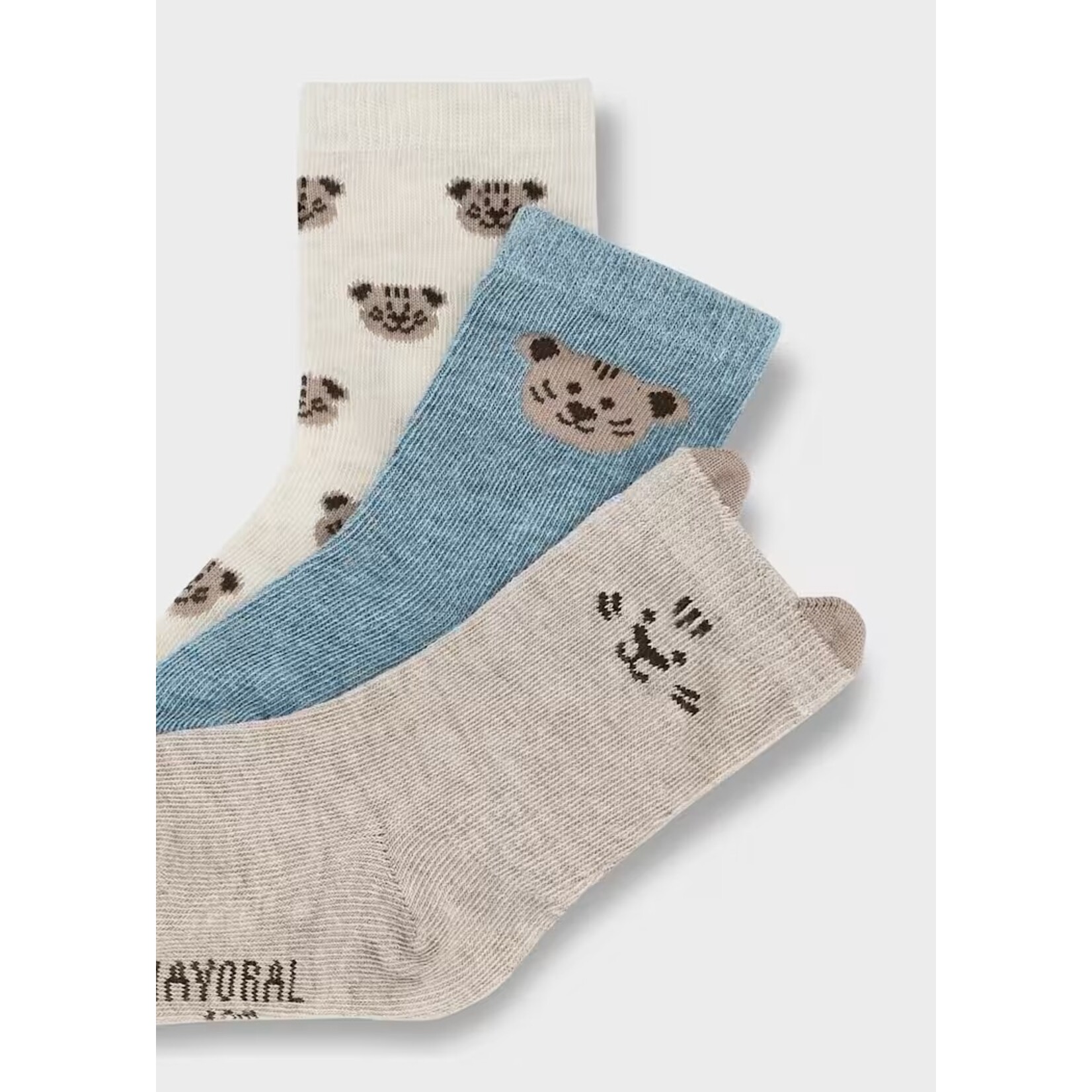 Mayoral MAYORAL - Lot de 3 paires de chaussettes pour bébé/enfant félins 'beige clair/bleu poudré/beige foncé'