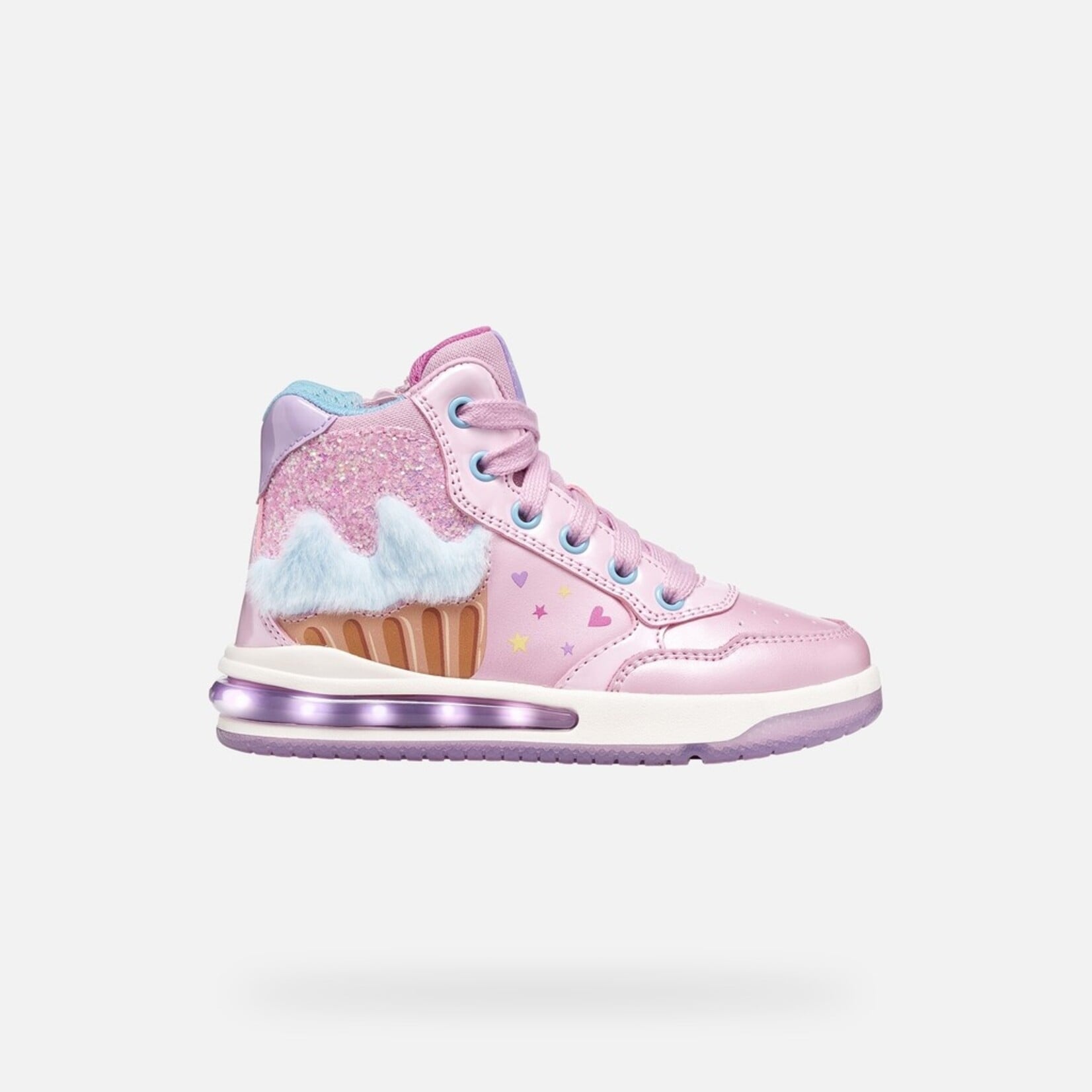Geox GEOX - High-top sports shoes with light-up soles 'J. Sketlite - Pink/Sky'