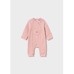 Mayoral MAYORAL - Pink ribbed long-sleeve romper with pocket and embroidery