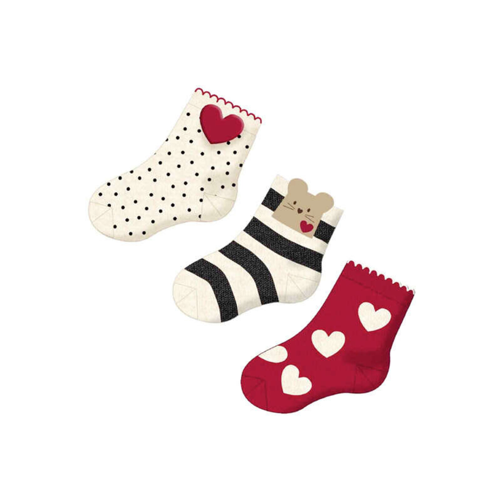 Mayoral MAYORAL - Set of 3 pairs of mouse-themed socks for babies/children (light beige/blue/dark red)