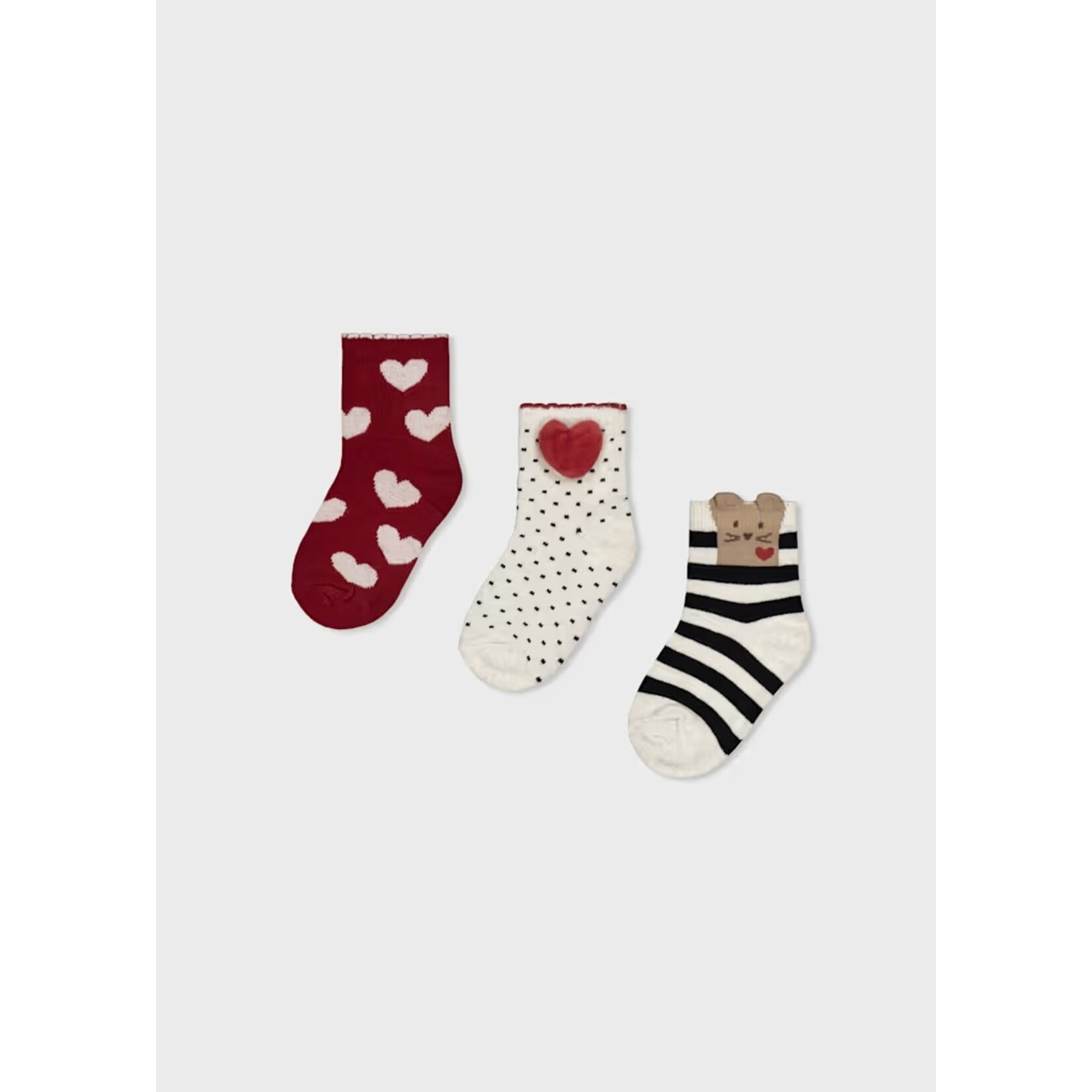 Mayoral MAYORAL - Lot de 3 paires de chaussettes pour bébé/enfant souris 'beige clair/bleu/rouge foncé'