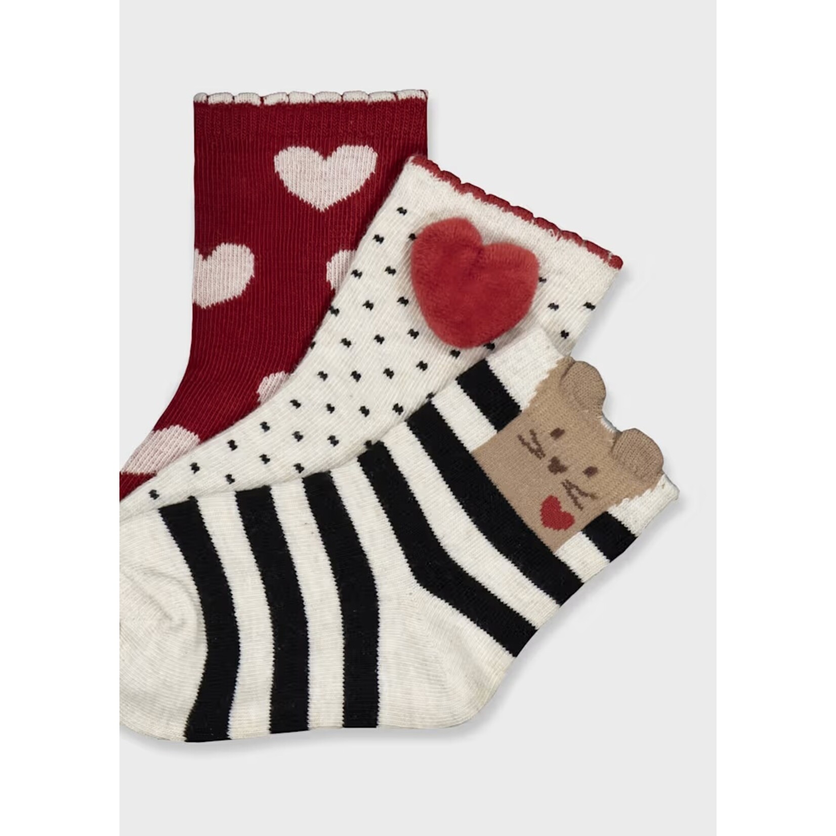 Mayoral MAYORAL - Set of 3 pairs of mouse-themed socks for babies/children (light beige/blue/dark red)