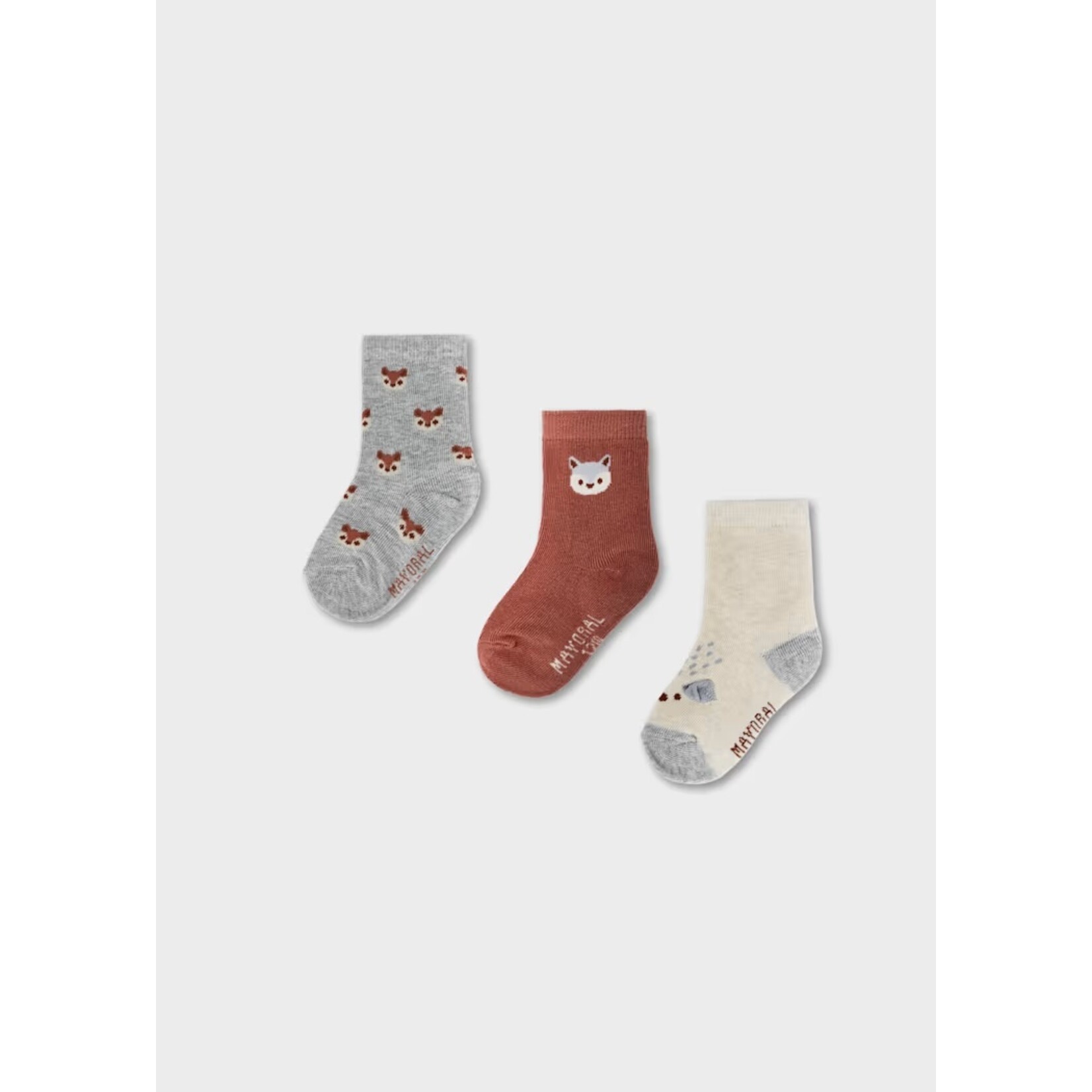 Mayoral MAYORAL - Lot de 3 paires de chaussettes pour bébé/enfant renard 'beige clair/gris/orange brûlé'